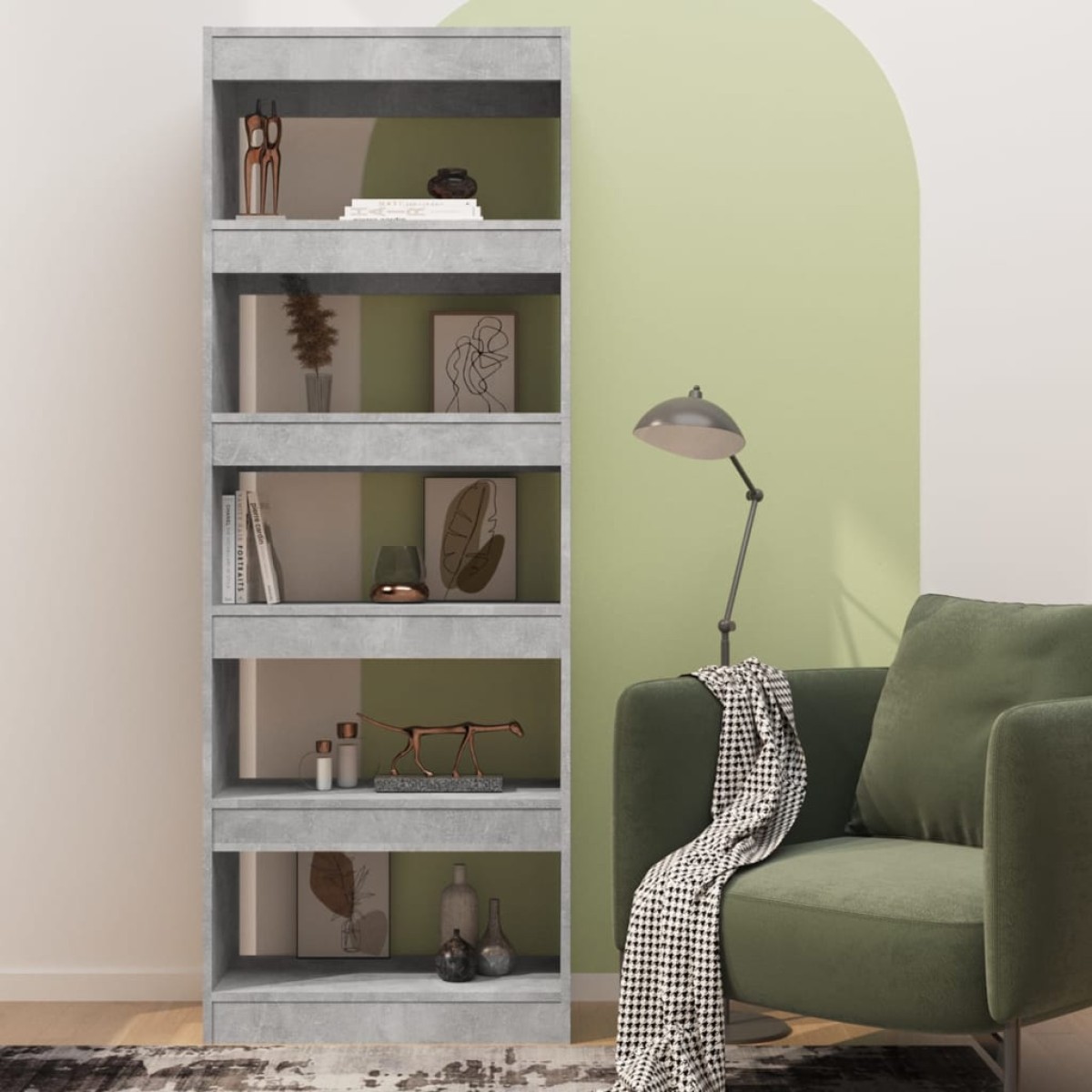 vidaXL Βιβλιοθήκη/Διαχωρισ. Χώρου Γκρι Σκυρ. 60x30x166 εκ. Μοριοσανίδα