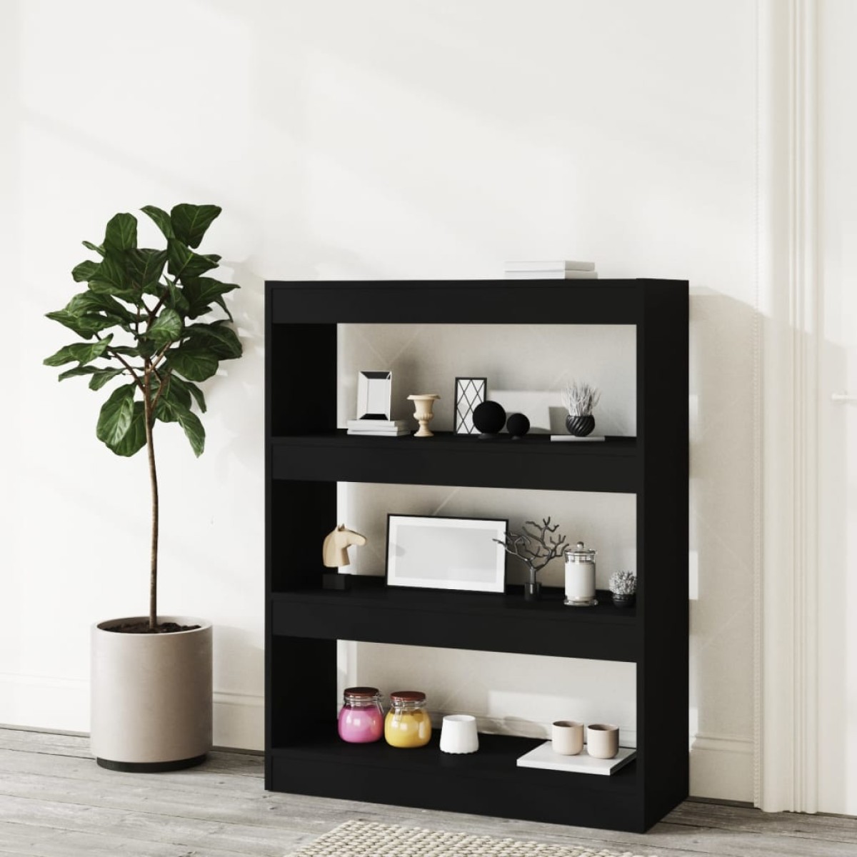 vidaXL Βιβλιοθήκη/Διαχωρ. Χώρου Μαύρο 80x30x103 εκ. Επεξεργασμένο Ξύλο
