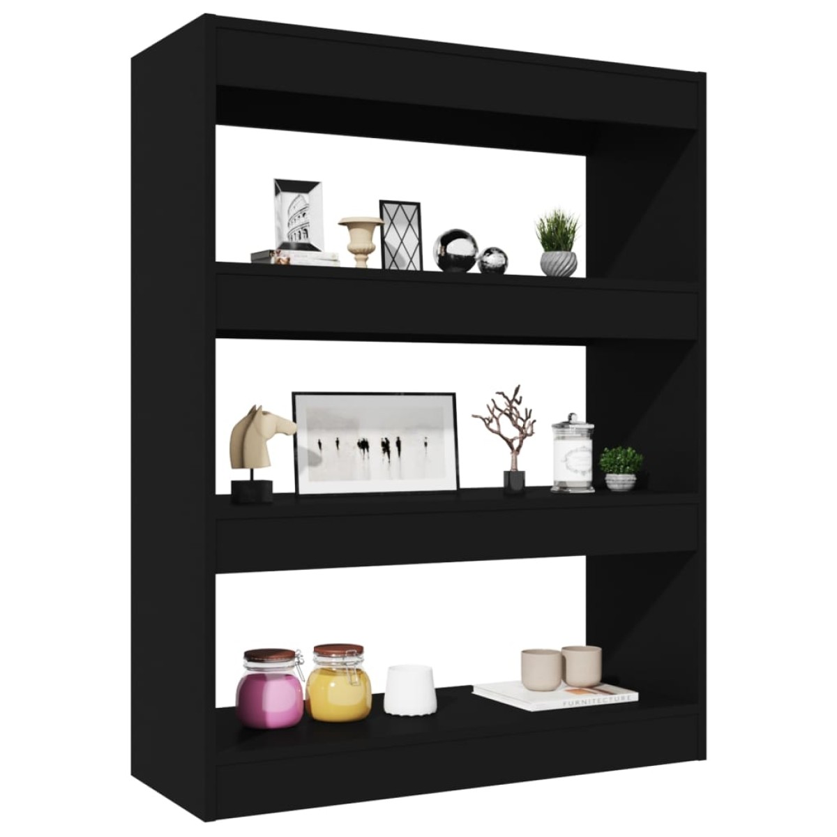 vidaXL Βιβλιοθήκη/Διαχωρ. Χώρου Μαύρο 80x30x103 εκ. Επεξεργασμένο Ξύλο