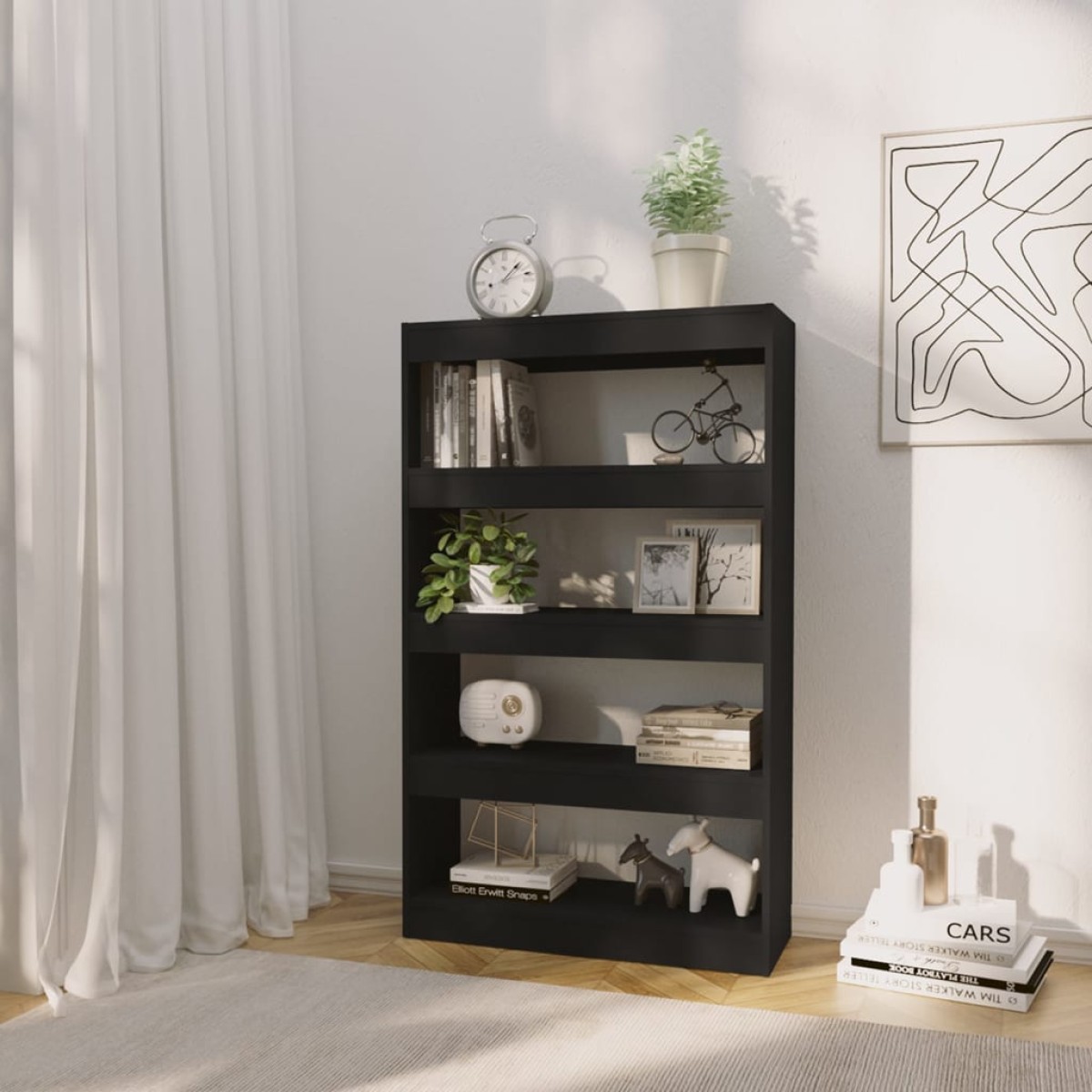 vidaXL Βιβλιοθήκη/Διαχωριστικό Χώρου Μαύρο 80x30x135 εκ. Μοριοσανίδα