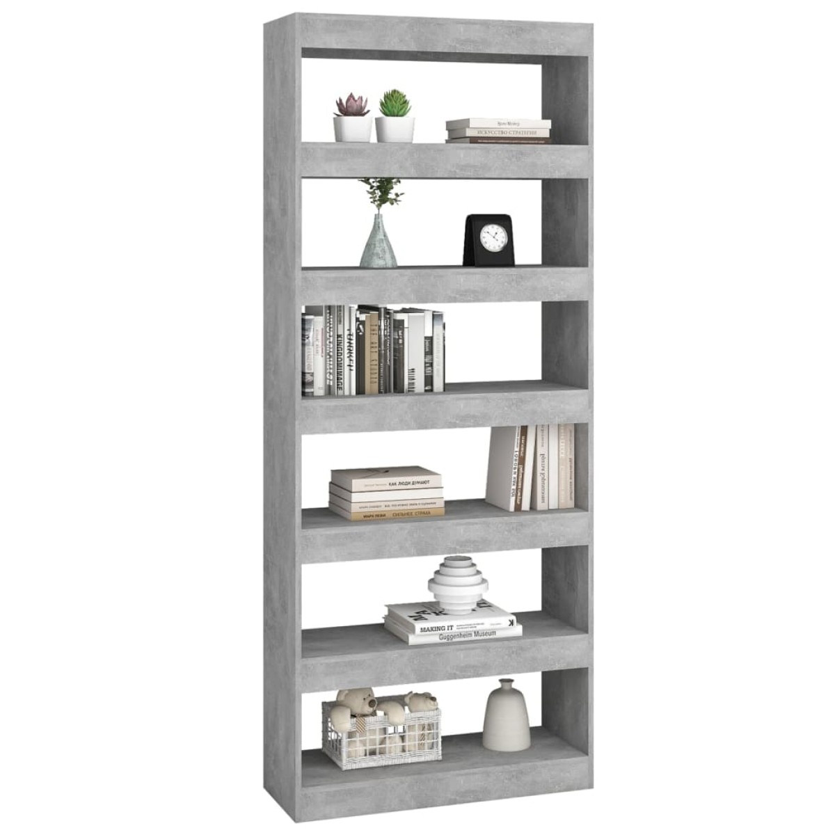 vidaXL Βιβλιοθήκη/Διαχωρισ. Χώρου Γκρι Σκυρ. 80x30x198 εκ. Μοριοσανίδα