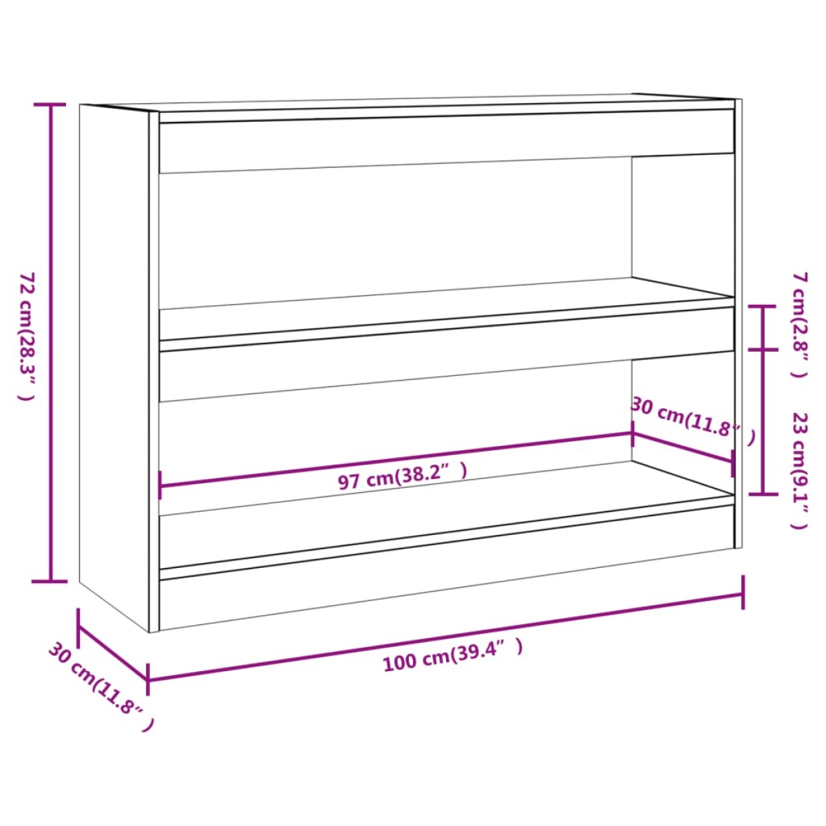 vidaXL Βιβλιοθήκη/Διαχωριστικό Χώρου Λευκό 100 x 30 x 72 εκ.