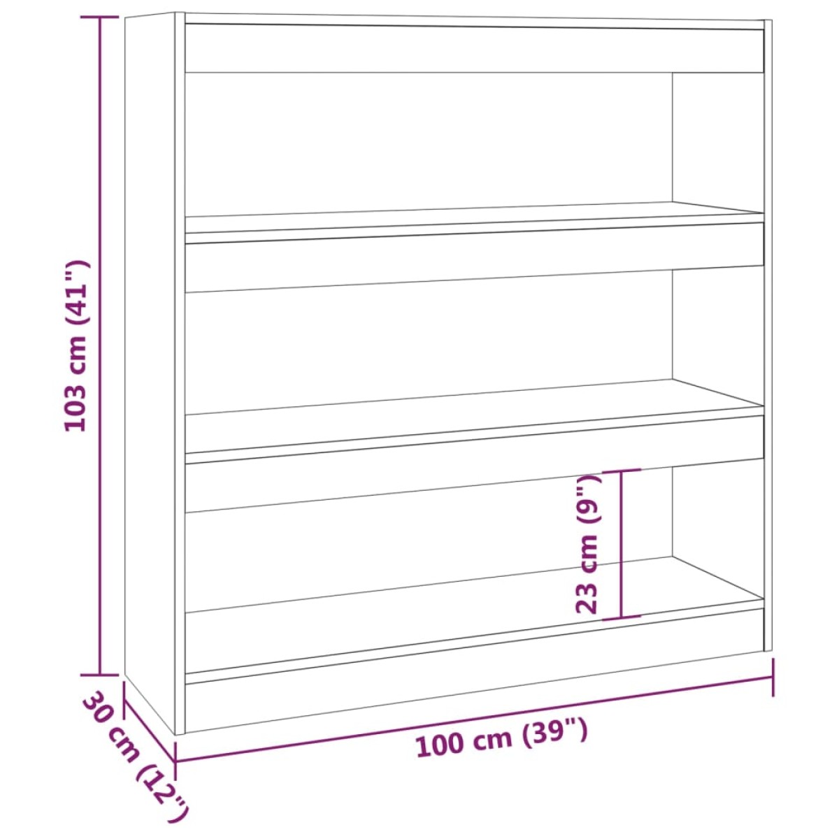 vidaXL Βιβλιοθήκη/Διαχωριστικό Χώρου Sonoma Δρυς 100 x 30 x 103 εκ.