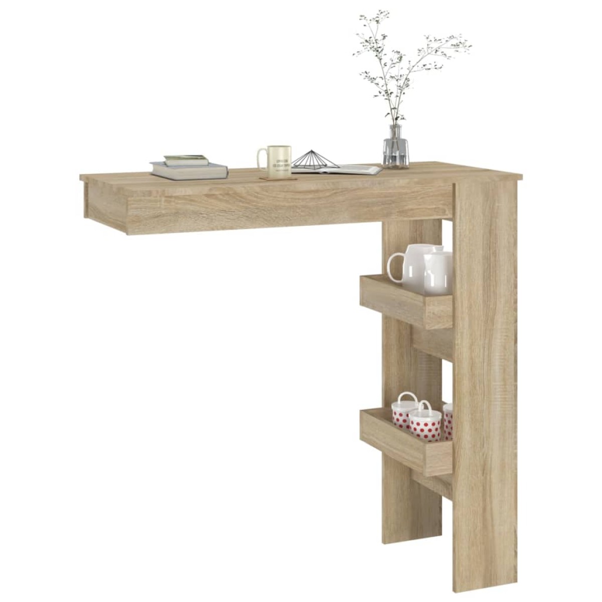 vidaXL Τραπέζι Μπαρ Τοίχου Sonoma Δρυς 102x45x103,5 εκ. Επεξεργ. Ξύλο