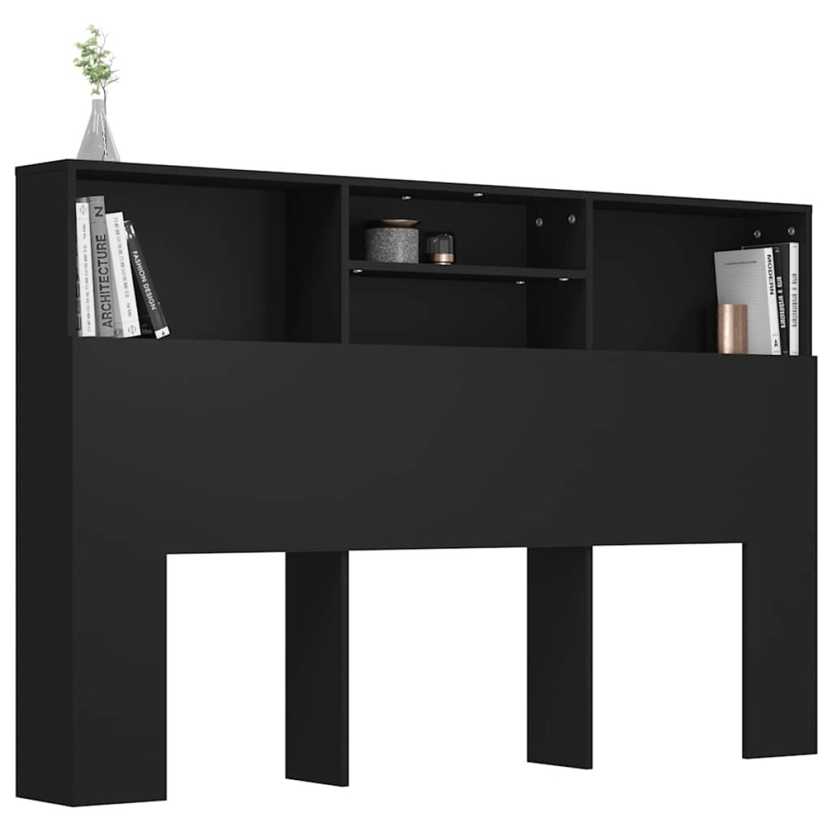 vidaXL Κεφαλάρι Με Αποθηκευτικό Χώρο Μαύρο 160 x 19 x 103,5 εκ.