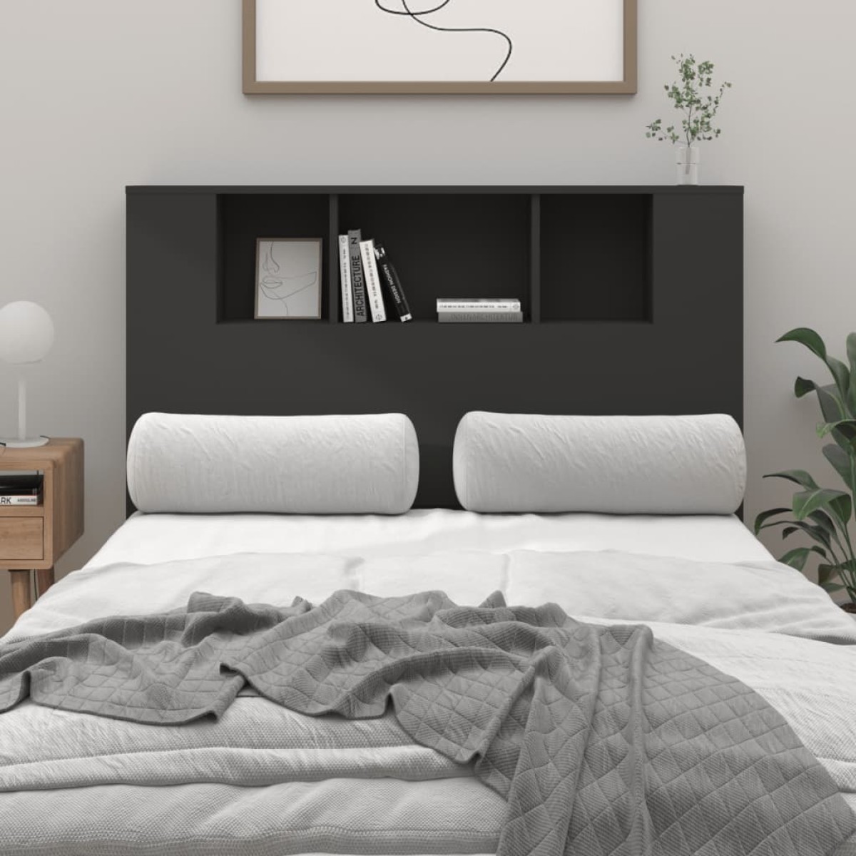vidaXL Κεφαλάρι Με Αποθηκευτικό Χώρο Μαύρο 120x18,5x104,5 εκ.