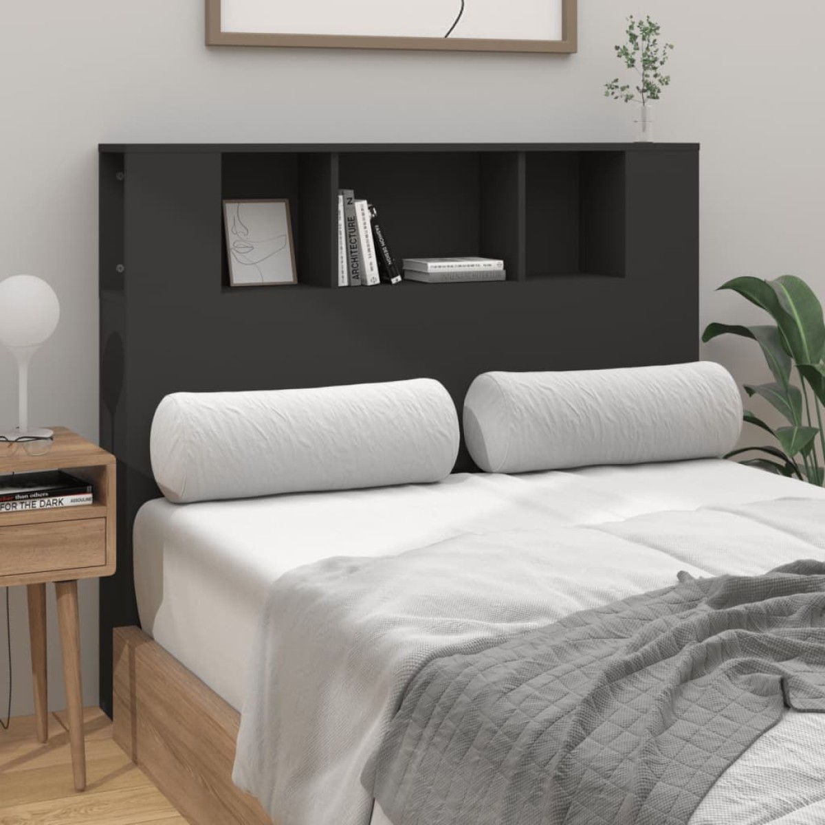 vidaXL Κεφαλάρι Με Αποθηκευτικό Χώρο Μαύρο 120x18,5x104,5 εκ.