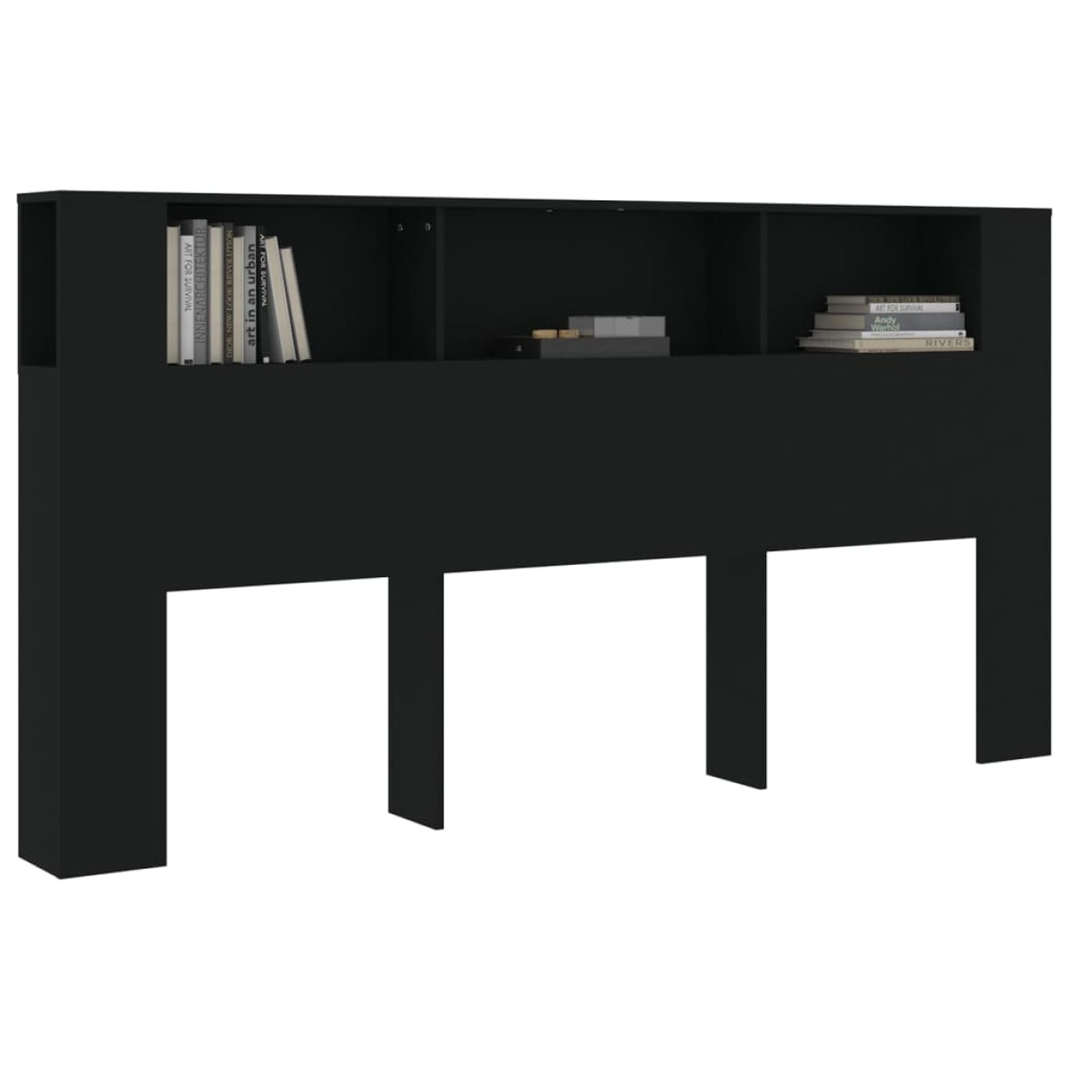 vidaXL Κεφαλάρι Με Αποθηκευτικό Χώρο Μαύρο 200x18,5x104,5 εκ.