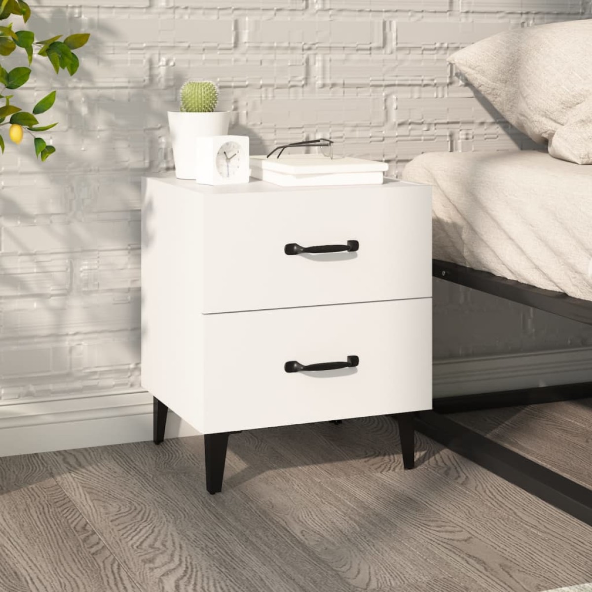 vidaXL Κομοδίνο Λευκό 40 x 35 x 47,5 εκ.