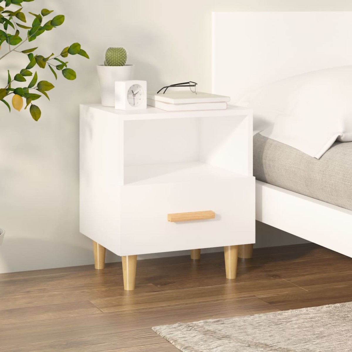 vidaXL Κομοδίνο Λευκό 40 x 35 x 47 εκ.