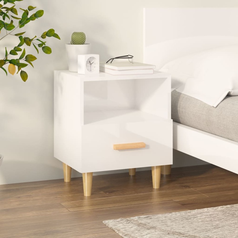 vidaXL Κομοδίνο Γυαλιστερό Λευκό 40 x 35 x 47 εκ.