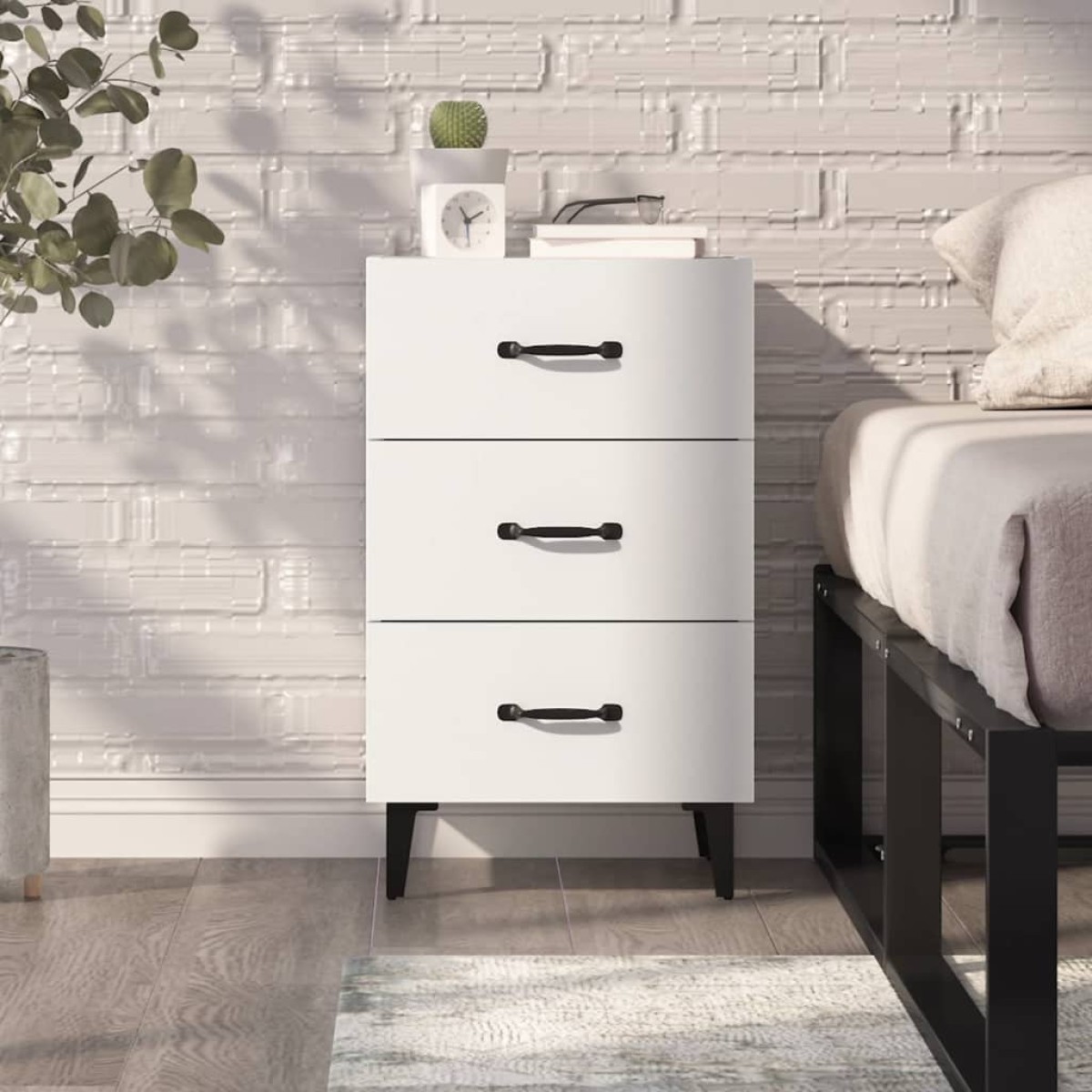 vidaXL Κομοδίνο Λευκό 40 x 40 x 66 εκ. από Επεξεργασμένο Ξύλο