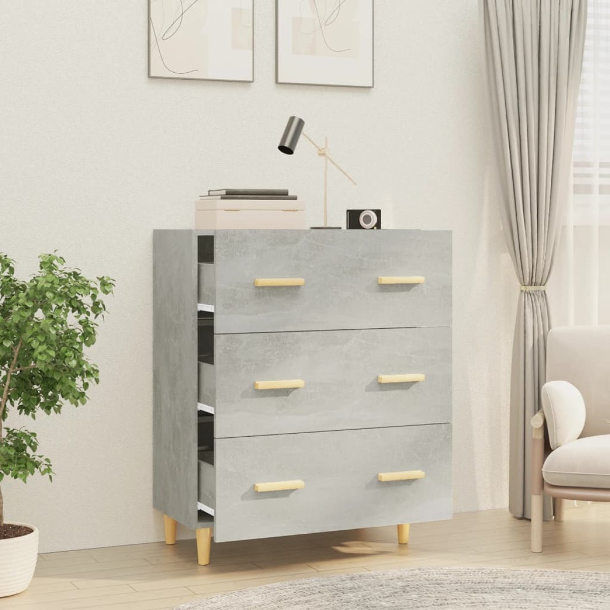 vidaXL Ντουλάπι Γκρι Σκυροδέματος 70 x 34 x 90εκ. Επεξεργασμένο Ξύλο