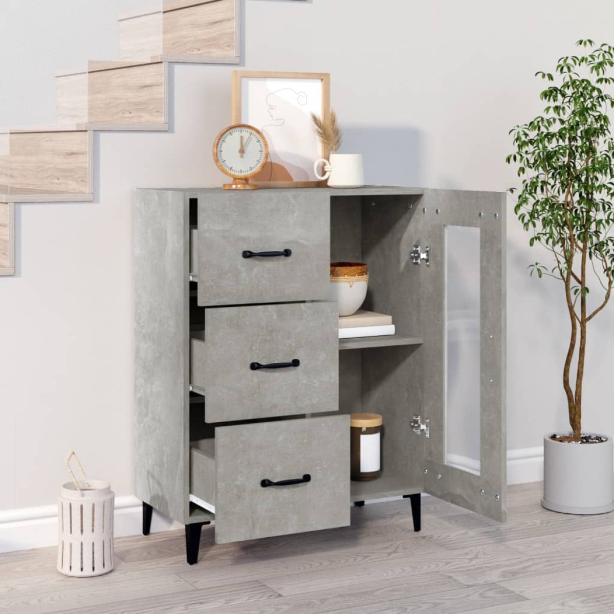 vidaXL Ντουλάπι Γκρι Σκυροδέματος 69,5x34x90 εκ. Επεξεργασμένο Ξύλο