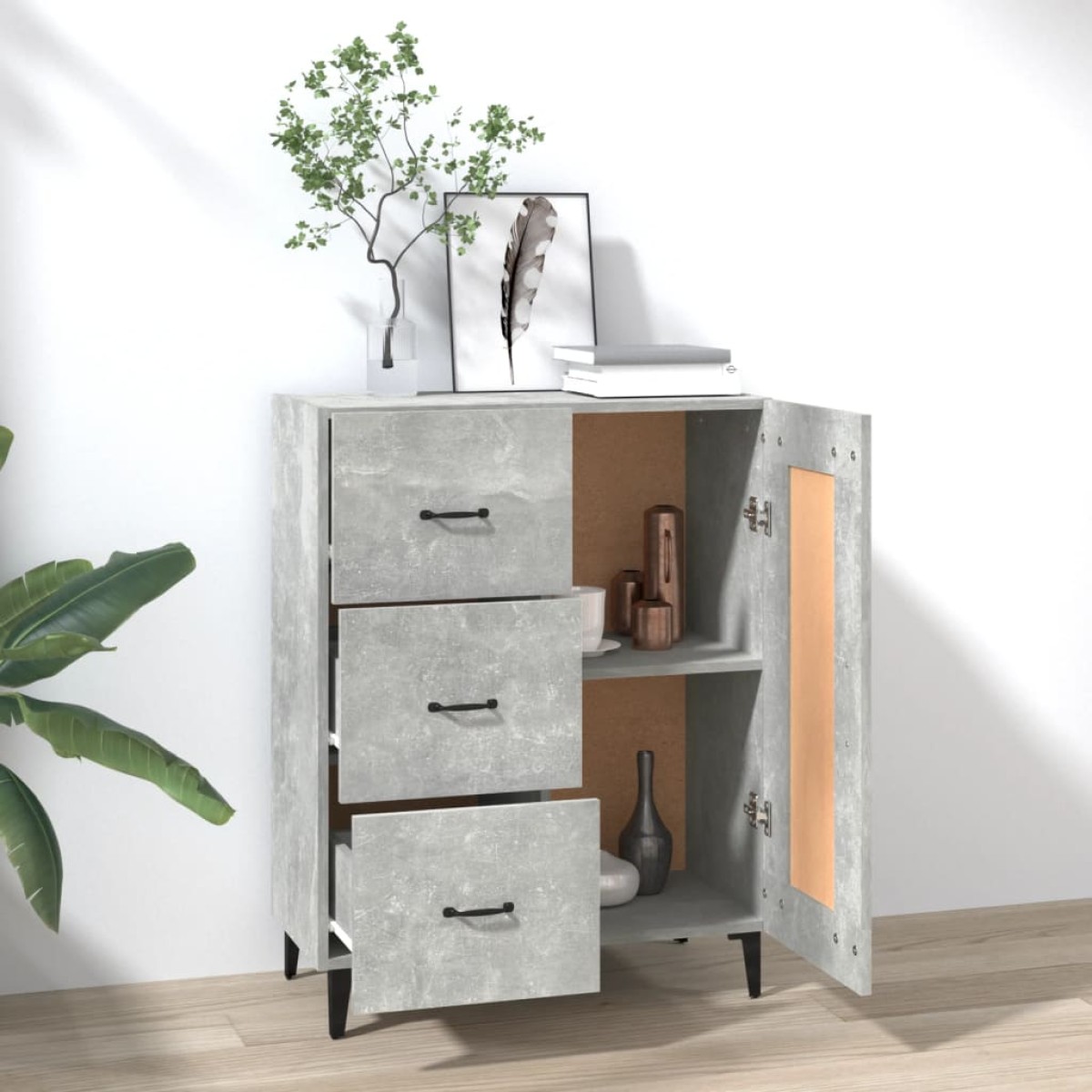 vidaXL Ντουλάπι Γκρι Σκυροδέματος 69,5x34x90 εκ. Επεξεργασμένο Ξύλο