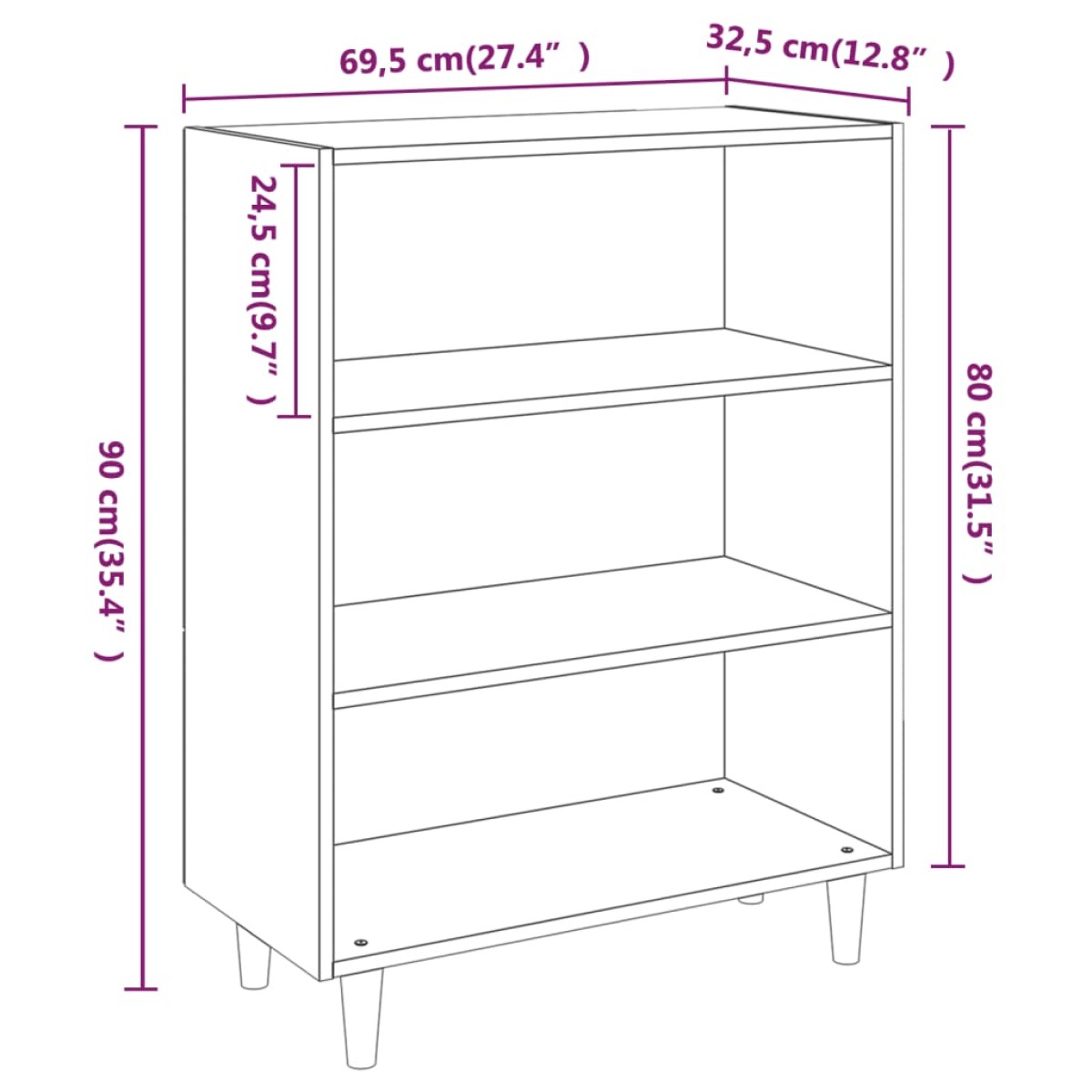 vidaXL Ντουλάπι Λευκό 69,5 x 32,5 x 90 εκ. από Επεξεργασμένο Ξύλο