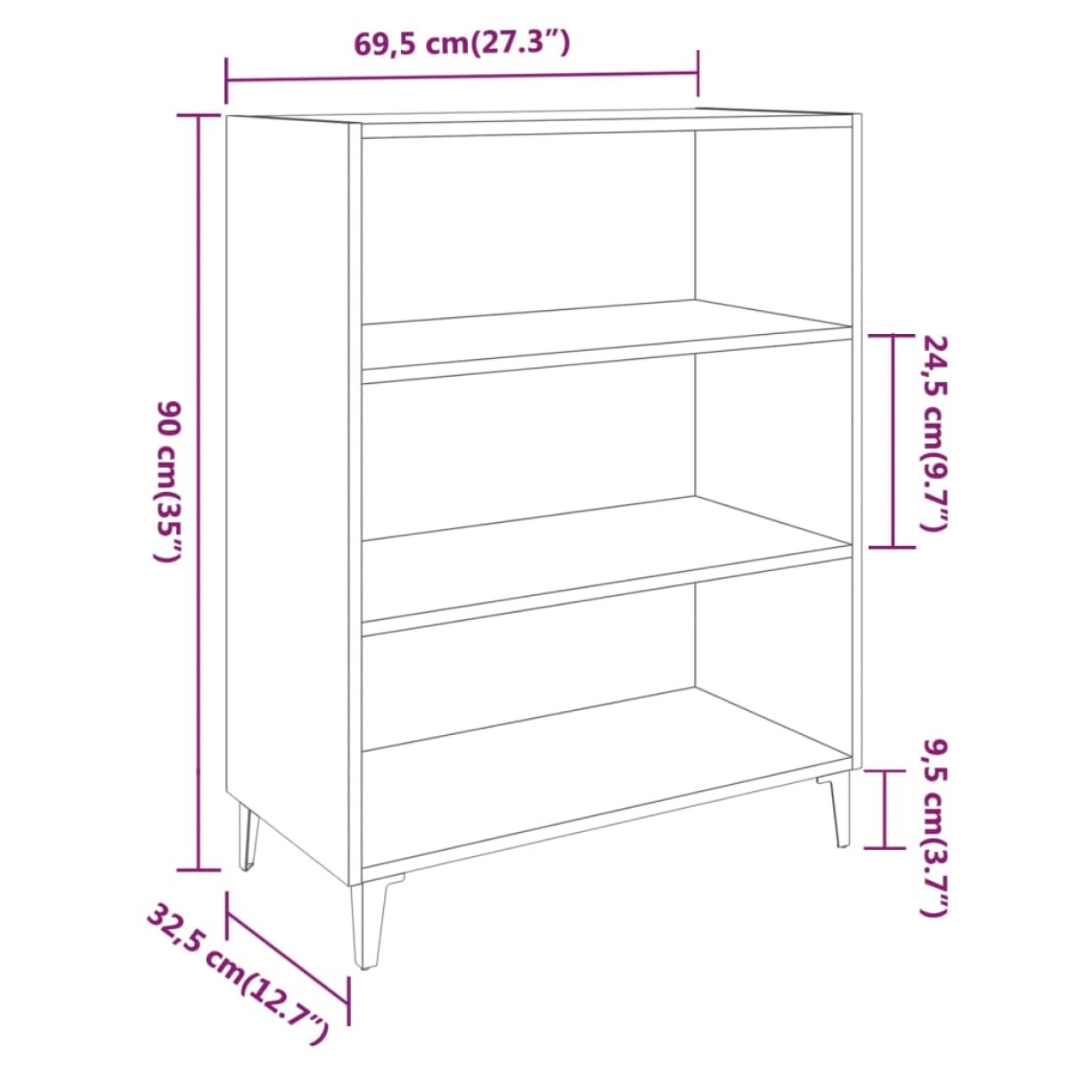 vidaXL Ντουλάπι Sonoma Δρυς 69,5x32,5x90 εκ. από Επεξεργασμένο Ξύλο