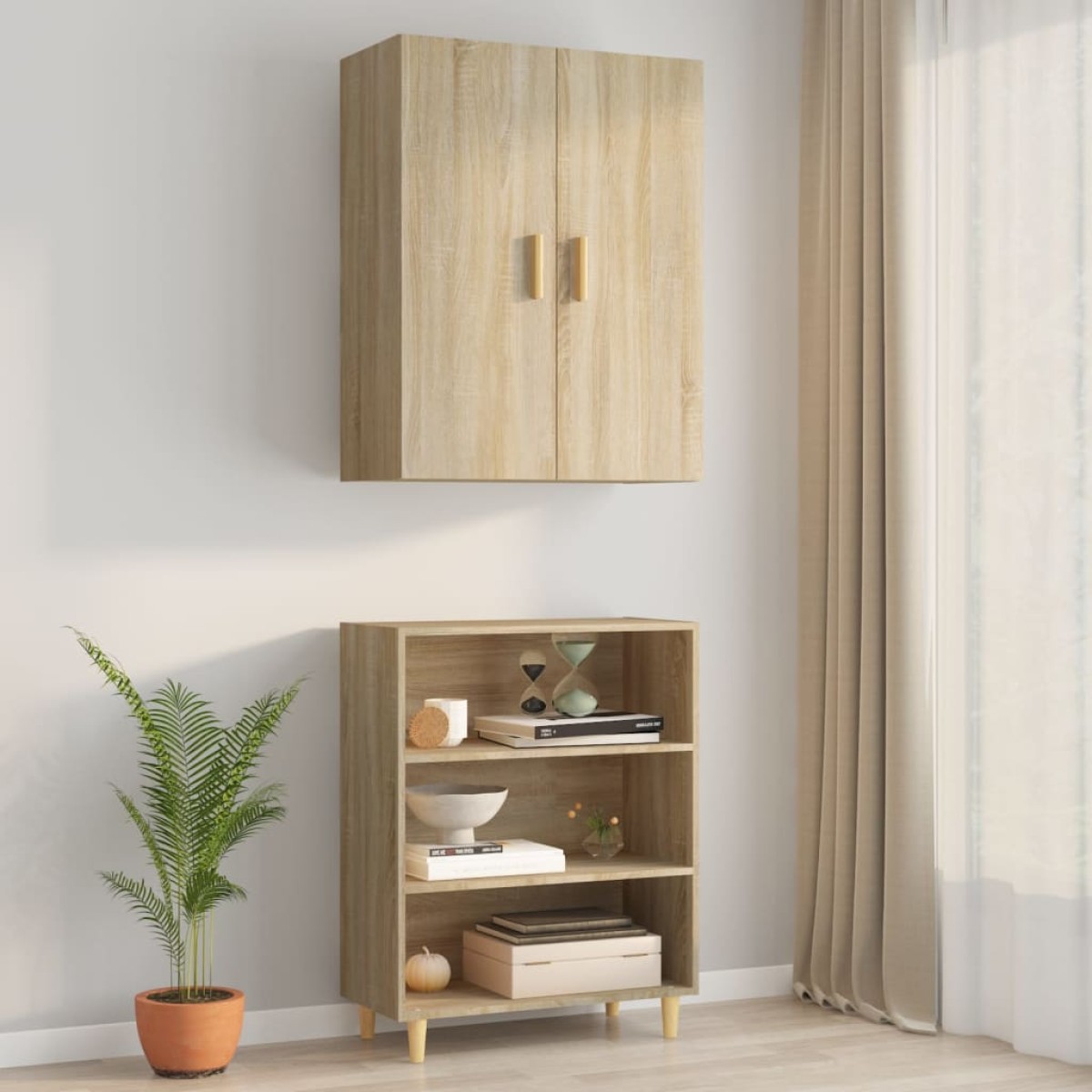 vidaXL Κρεμαστό Ντουλάπι Τοίχου Sonoma Δρυς 69,5x34x90 εκ Επεξ. Ξύλο