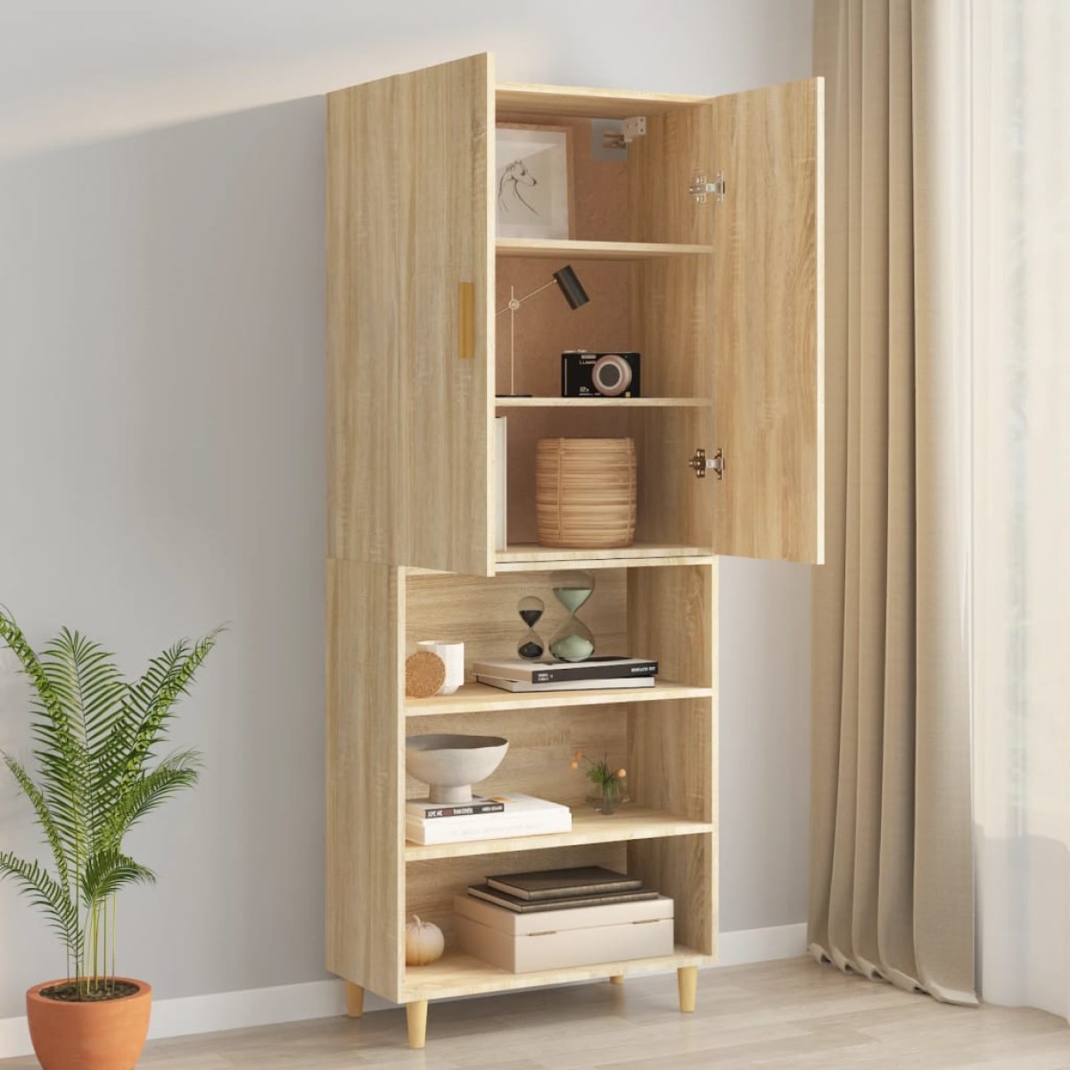 vidaXL Κρεμαστό Ντουλάπι Τοίχου Sonoma Δρυς 69,5x34x90 εκ Επεξ. Ξύλο