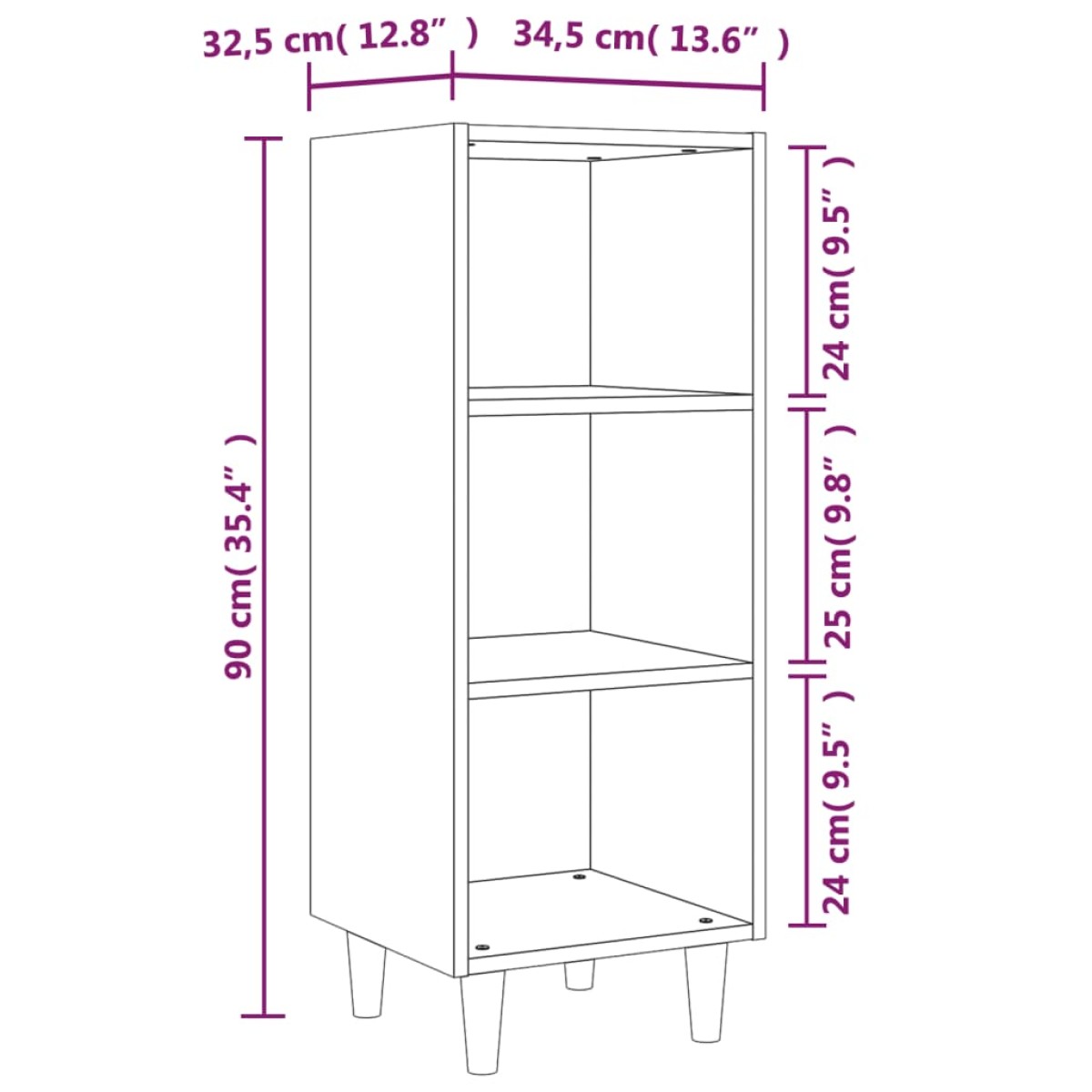 vidaXL Ντουλάπι Sonoma Δρυς 34,5x32,5x90 εκ. από Επεξεργασμένο Ξύλο