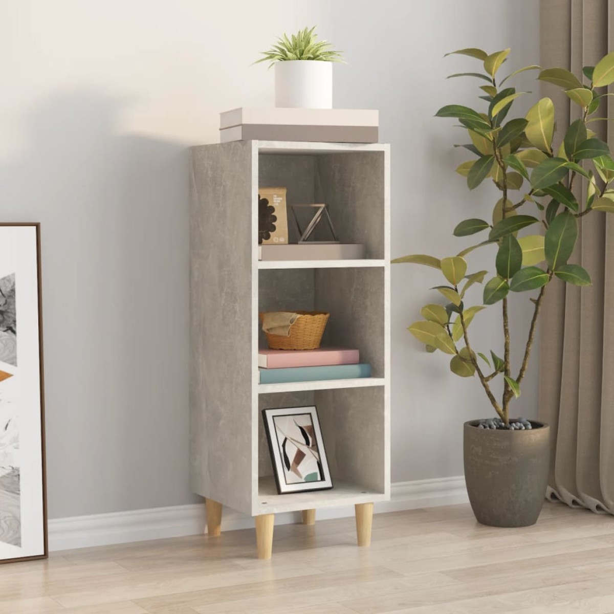 vidaXL Ντουλάπι Γκρι Σκυροδέματος 34,5x32,5x90 εκ. Επεξεργασμένο Ξύλο
