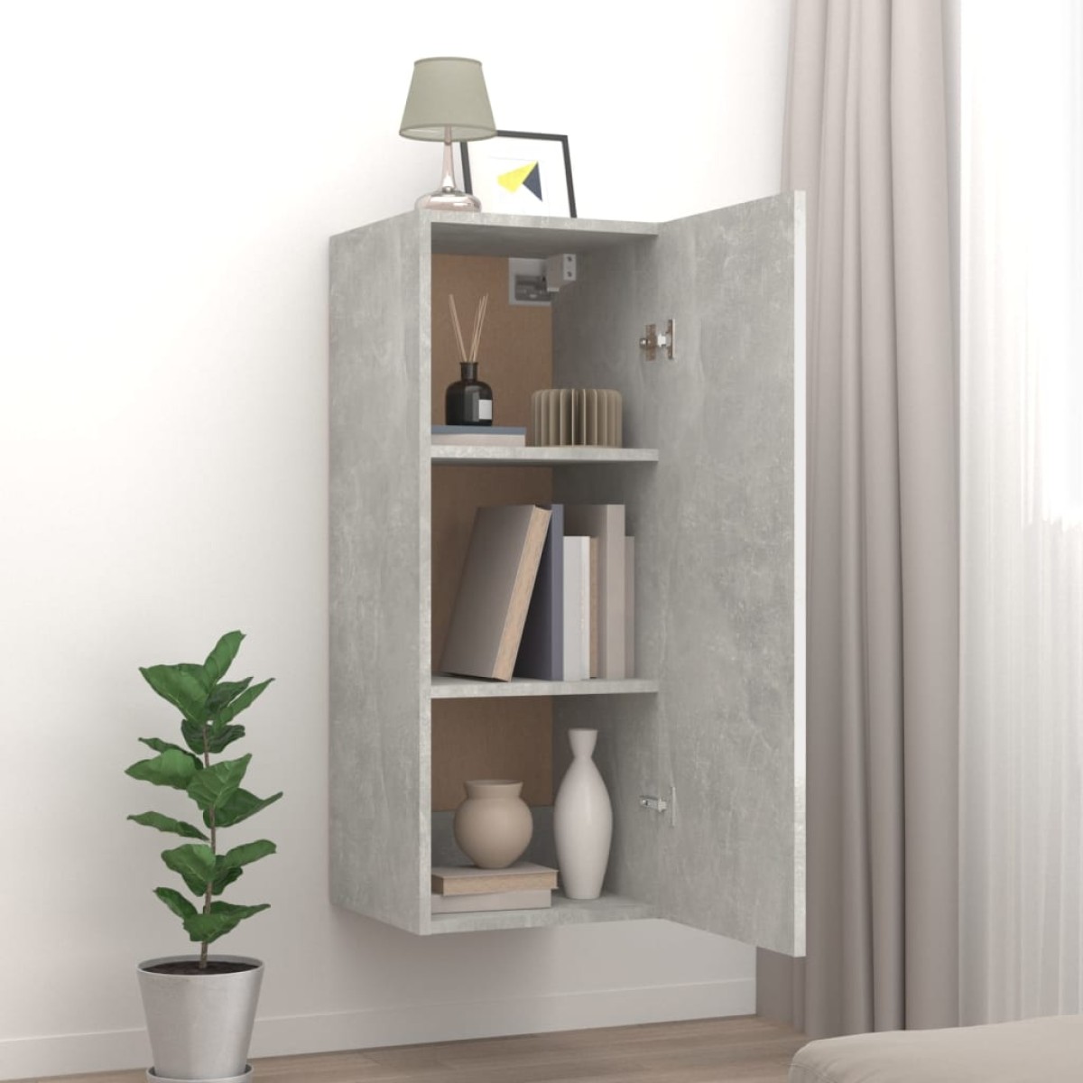 vidaXL Ντουλάπι Τοίχου Γκρι Σκυρ. 34,5x34x90 εκ. Επεξεργασμένο Ξύλο