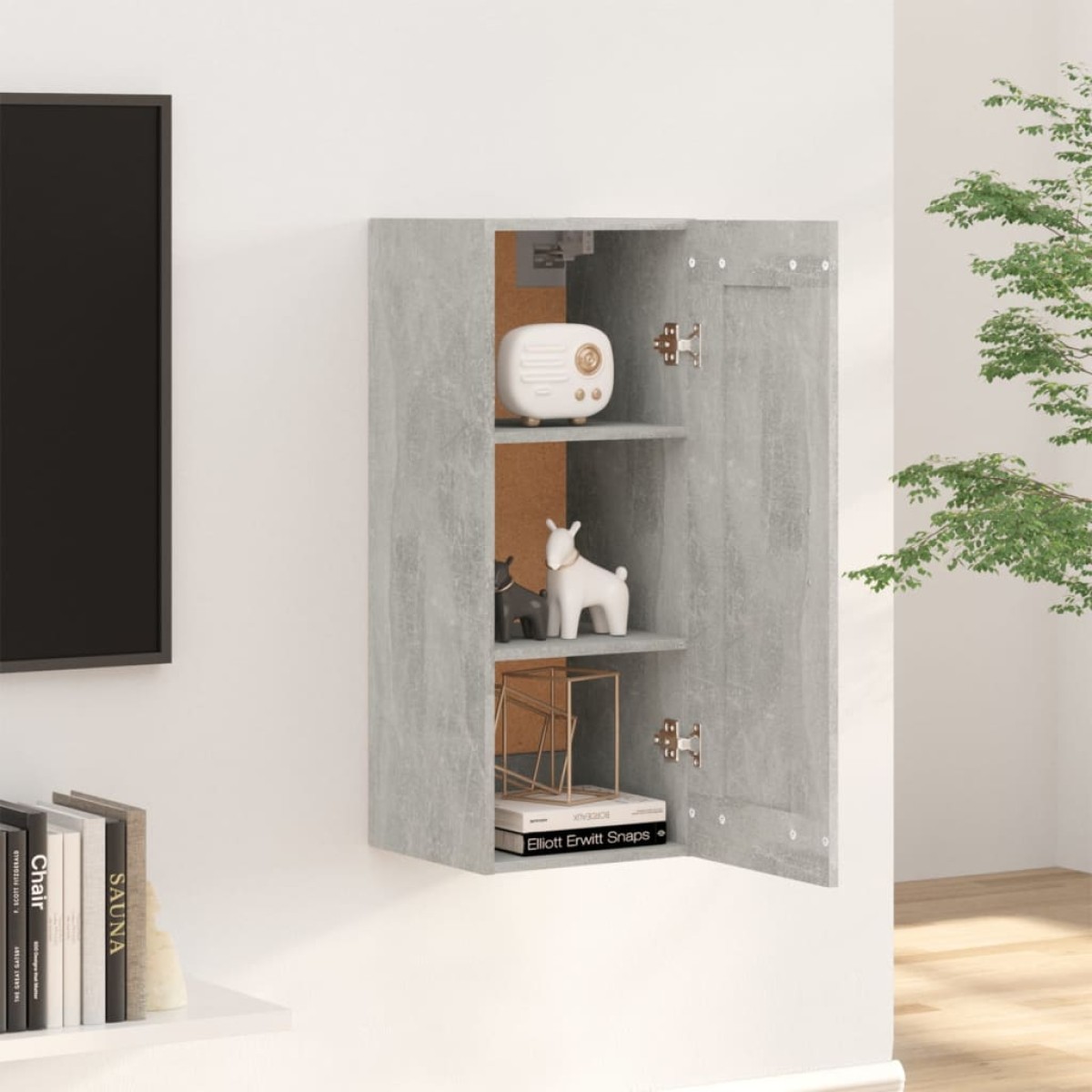 vidaXL Ντουλάπι Τοίχου Γκρι Σκυρ. 35x34x90 εκ. Επεξεργασμένο Ξύλο