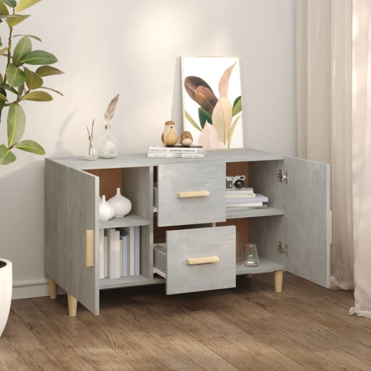 vidaXL Ντουλάπι Γκρι Σκυροδέματος 100 x 36 x 60 εκ. Επεξεργασμένο Ξύλο