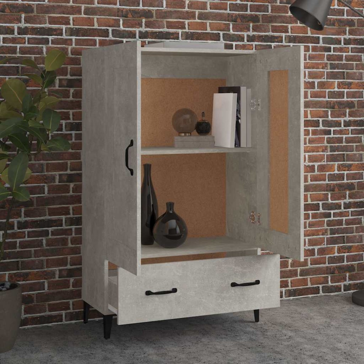vidaXL Ντουλάπι Γκρι Σκυροδέματος 70x31x115 εκ. από Επεξεργασμένο Ξύλο