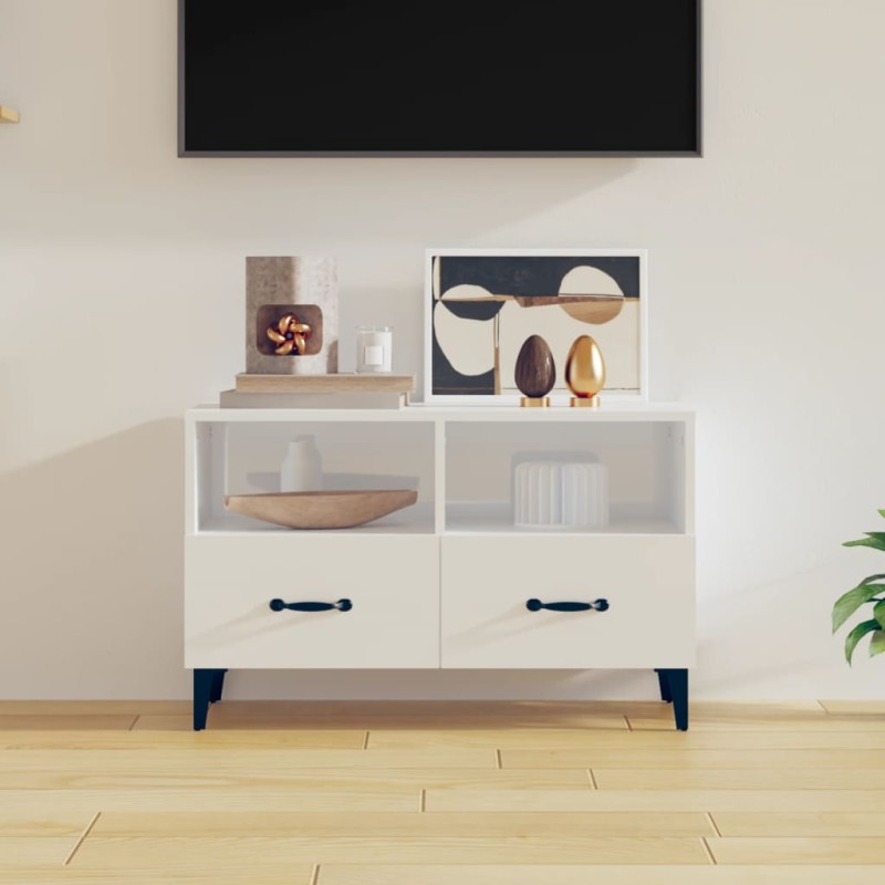 vidaXL Έπιπλο Τηλεόρασης Γυαλ. Λευκό 80x36x50 εκ. Επεξεργασμένο Ξύλο