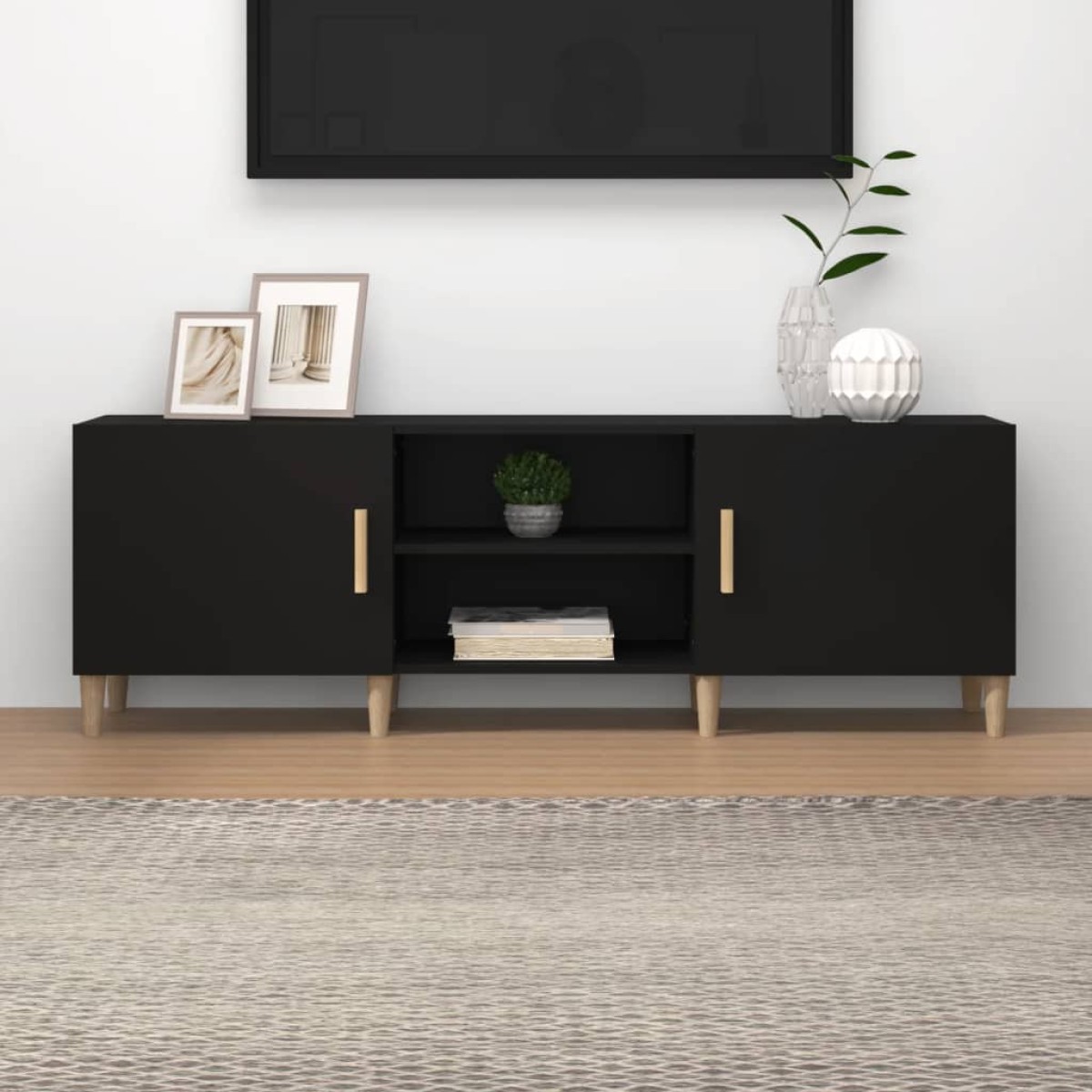 vidaXL Έπιπλο Τηλεόρασης Μαύρο 150 x 30 x 50 εκ. Επεξεργασμένο Ξύλο