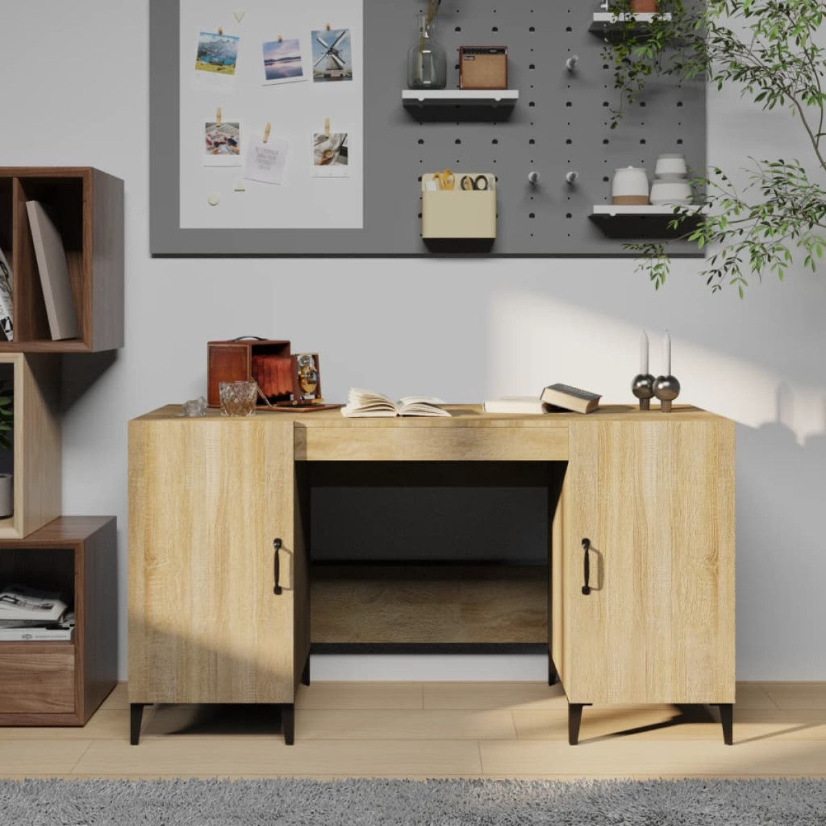 vidaXL Γραφείο Sonoma Δρυς 140 x 50 x 75 εκ. από Επεξεργασμένο Ξύλο