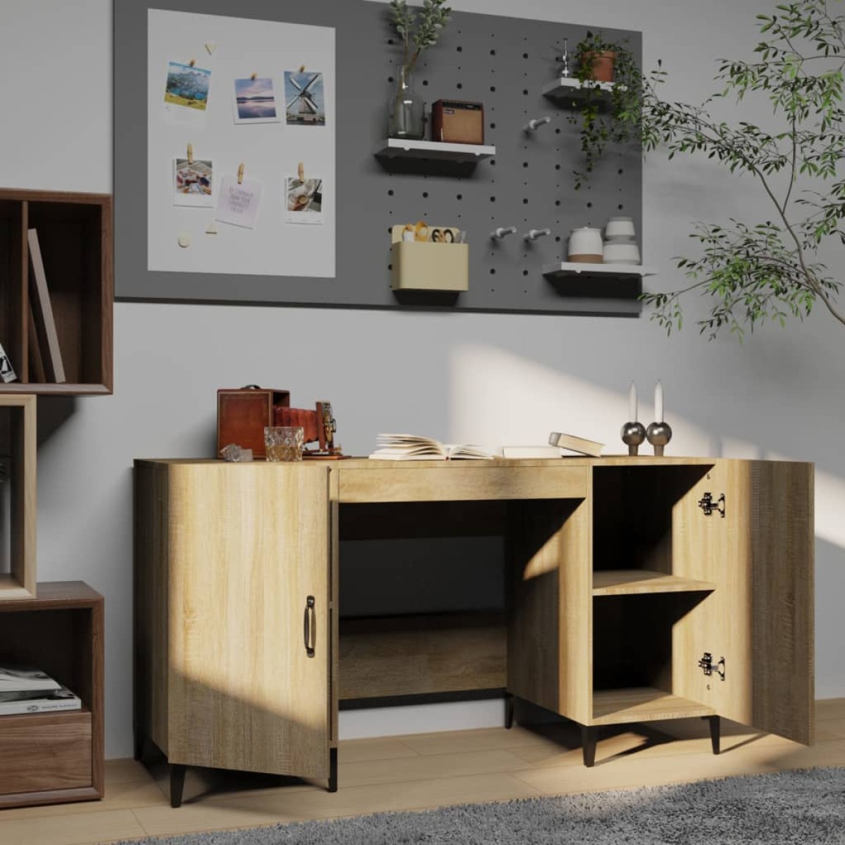 vidaXL Γραφείο Sonoma Δρυς 140 x 50 x 75 εκ. από Επεξεργασμένο Ξύλο