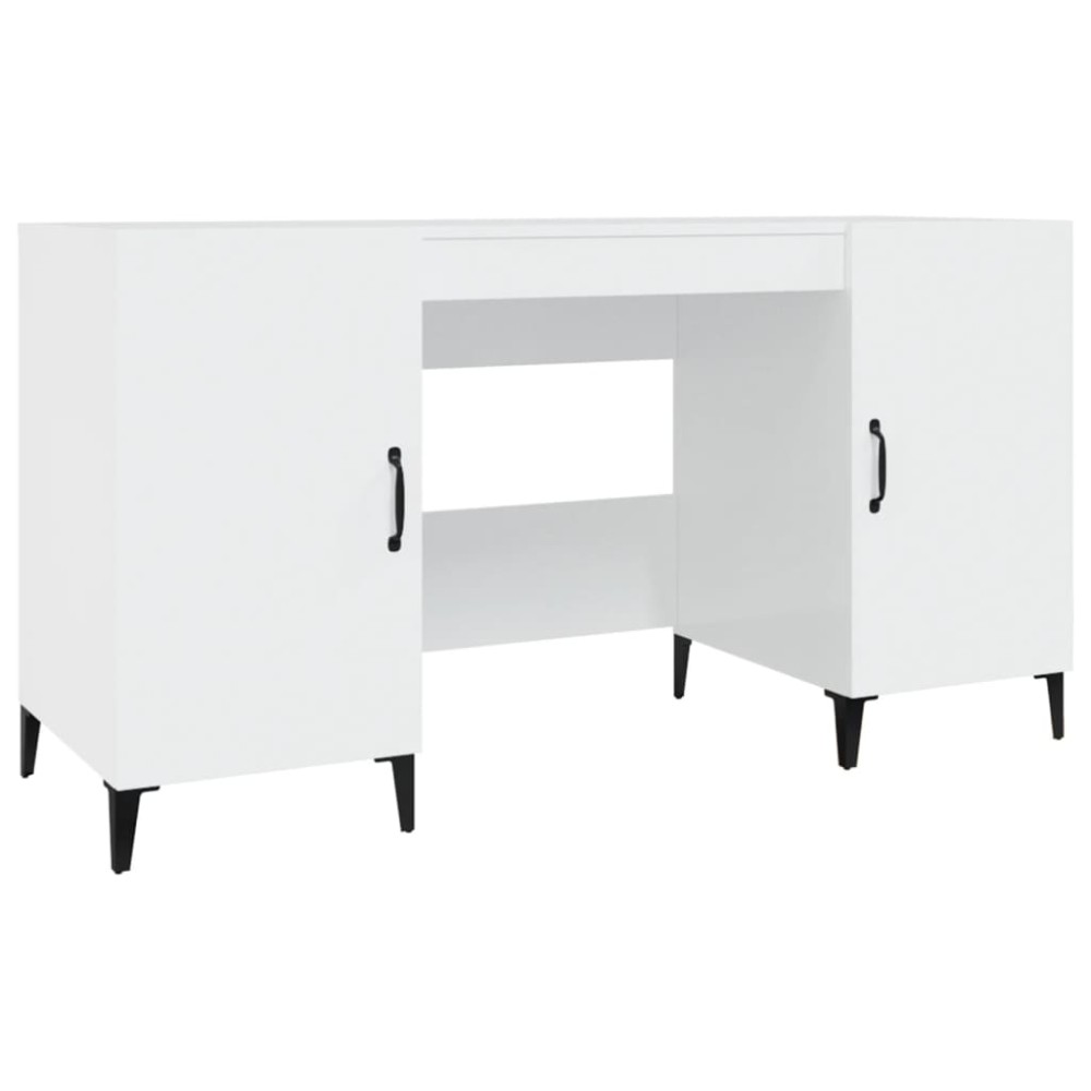 vidaXL Γραφείο Γυαλιστερό Λευκό 140x50x75 εκ. Επεξεργασμένο Ξύλο