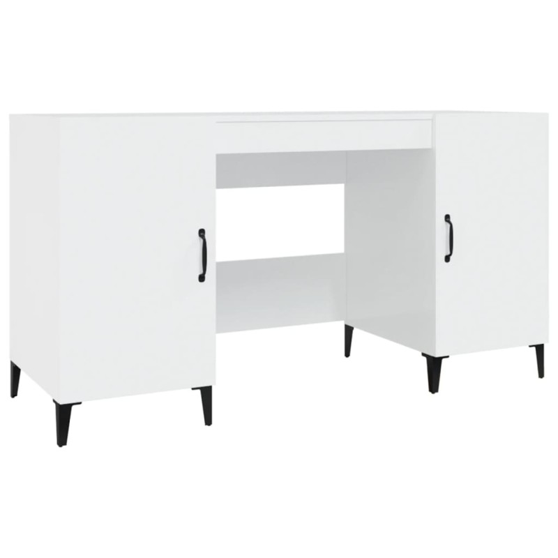 vidaXL Γραφείο Γυαλιστερό Λευκό 140x50x75 εκ. Επεξεργασμένο Ξύλο