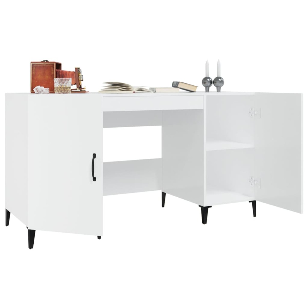 vidaXL Γραφείο Γυαλιστερό Λευκό 140x50x75 εκ. Επεξεργασμένο Ξύλο