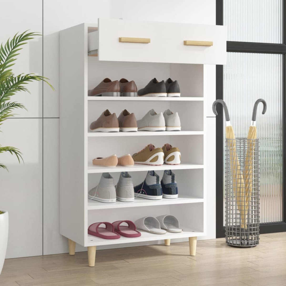 vidaXL Παπουτσοθήκη Λευκή 60 x 35 x 105 εκ. από Επεξεργασμένο Ξύλο