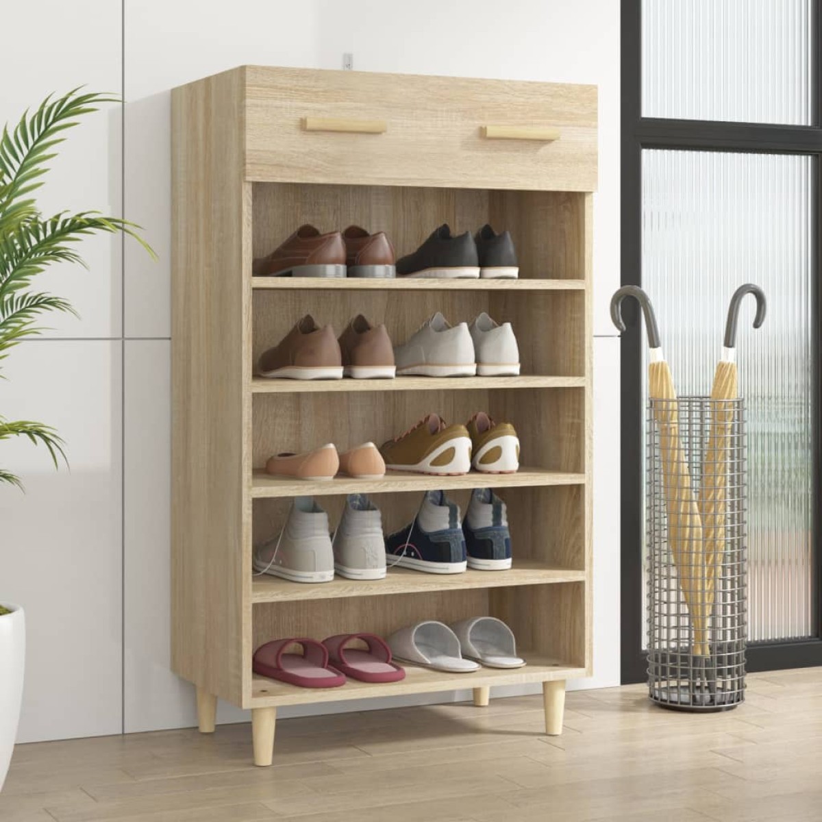 vidaXL Παπουτσοθήκη Sonoma Δρυς 60x35x105 εκ. από Επεξεργασμένο Ξύλο