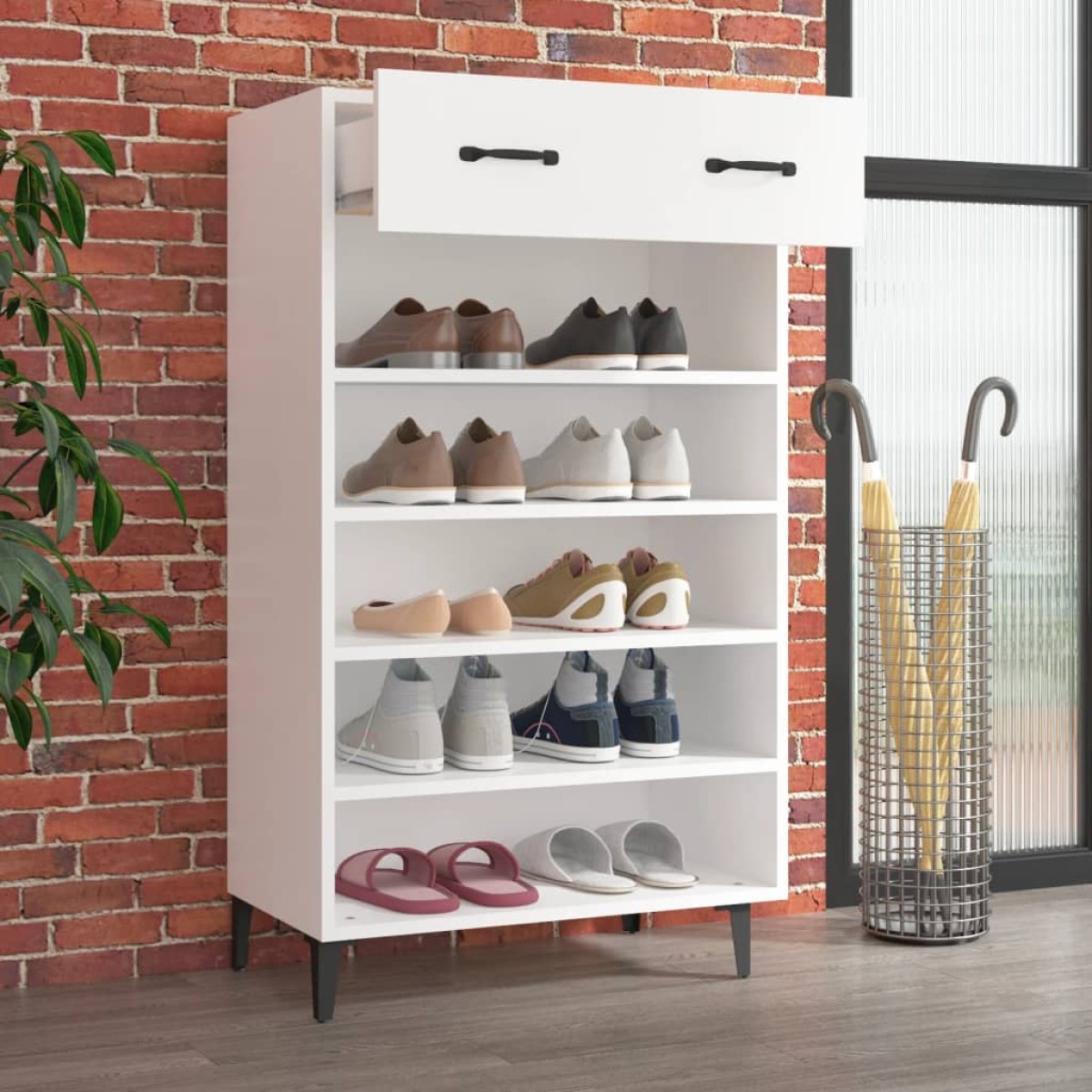 vidaXL Παπουτσοθήκη Λευκή 60 x 35 x 105 εκ. από Επεξεργασμένο Ξύλο