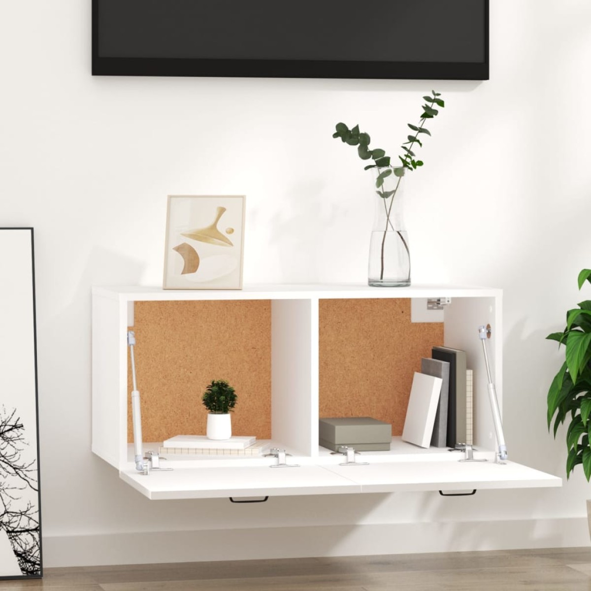 vidaXL Ντουλάπι Τοίχου άσπρο 80 x 35 x 36,5 εκ. Επεξεργασμένο Ξύλο