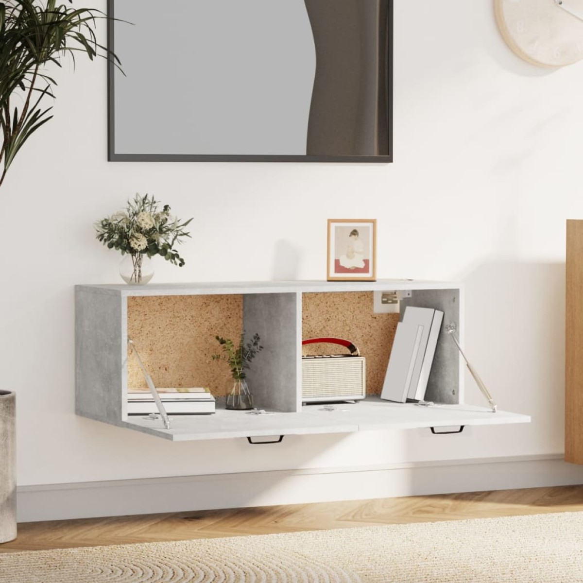 vidaXL Ντουλάπι Τοίχου Γκρι Σκυρ. 100x36,5x35 εκ. Επεξεργασμένο Ξύλο