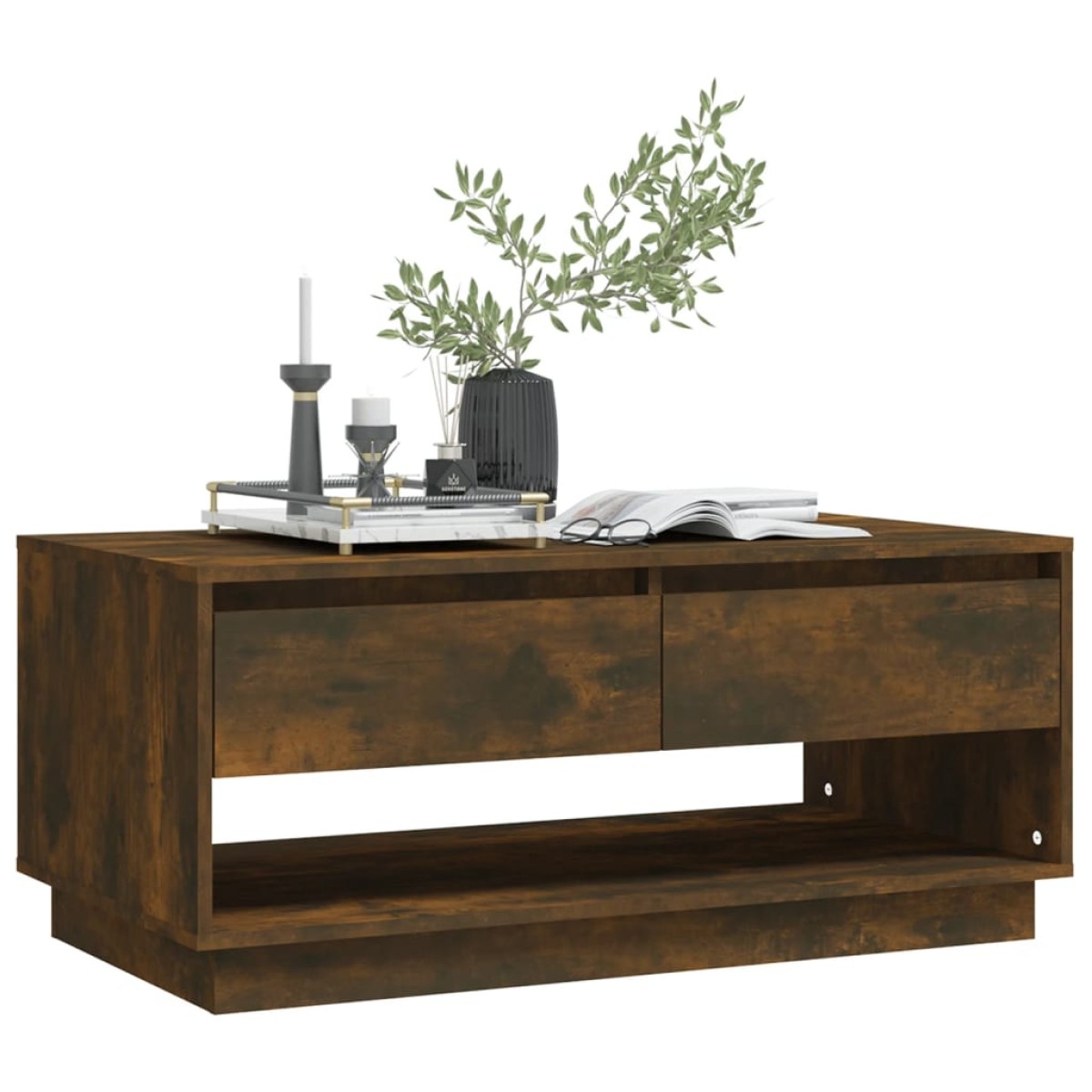 vidaXL Τραπεζάκι Σαλονιού Καπνιστή Δρυς 102,5x55x44 εκ. Μοριοσανίδα