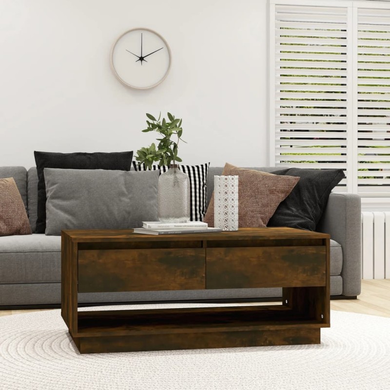 vidaXL Τραπεζάκι Σαλονιού Καπνιστή Δρυς 102,5x55x44 εκ. Επεξ. Ξύλο