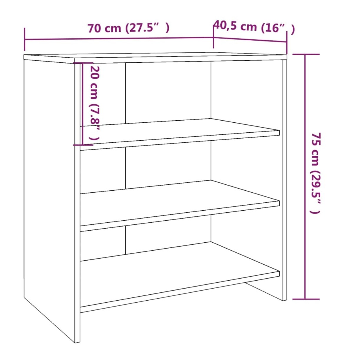vidaXL Ραφιέρα Καπνιστή Δρυς 70 x 40,5 x 75 εκ. από Μοριοσανίδα