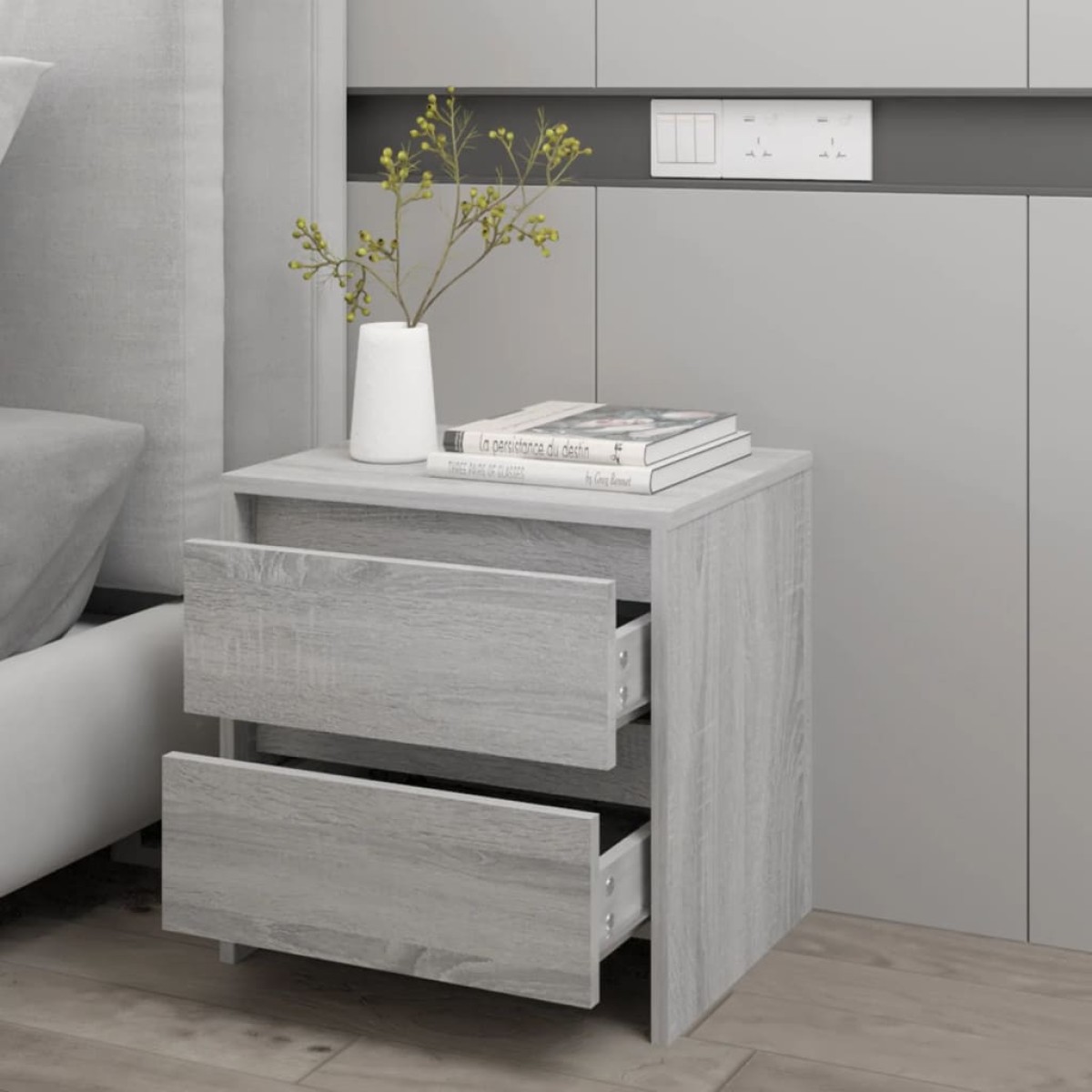 vidaXL Κομοδίνο Γκρι Sonoma 45 x 34,5 x 44,5 εκ. από Μοριοσανίδα