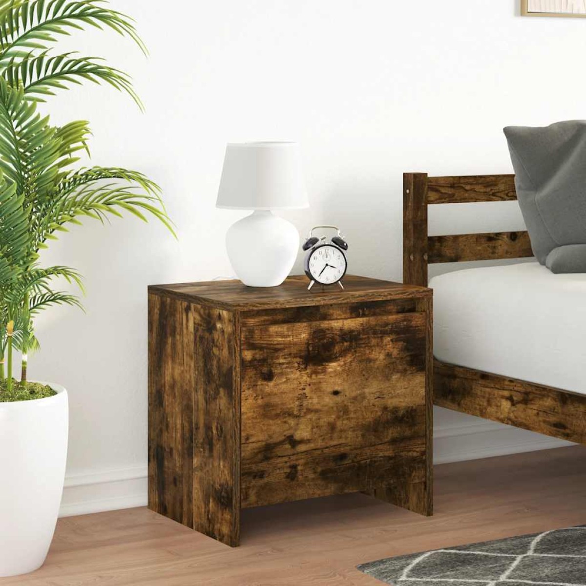 vidaXL Κομοδίνο Καπνιστή Δρυς 45 x 34 x 44,5 εκ. από Μοριοσανίδα