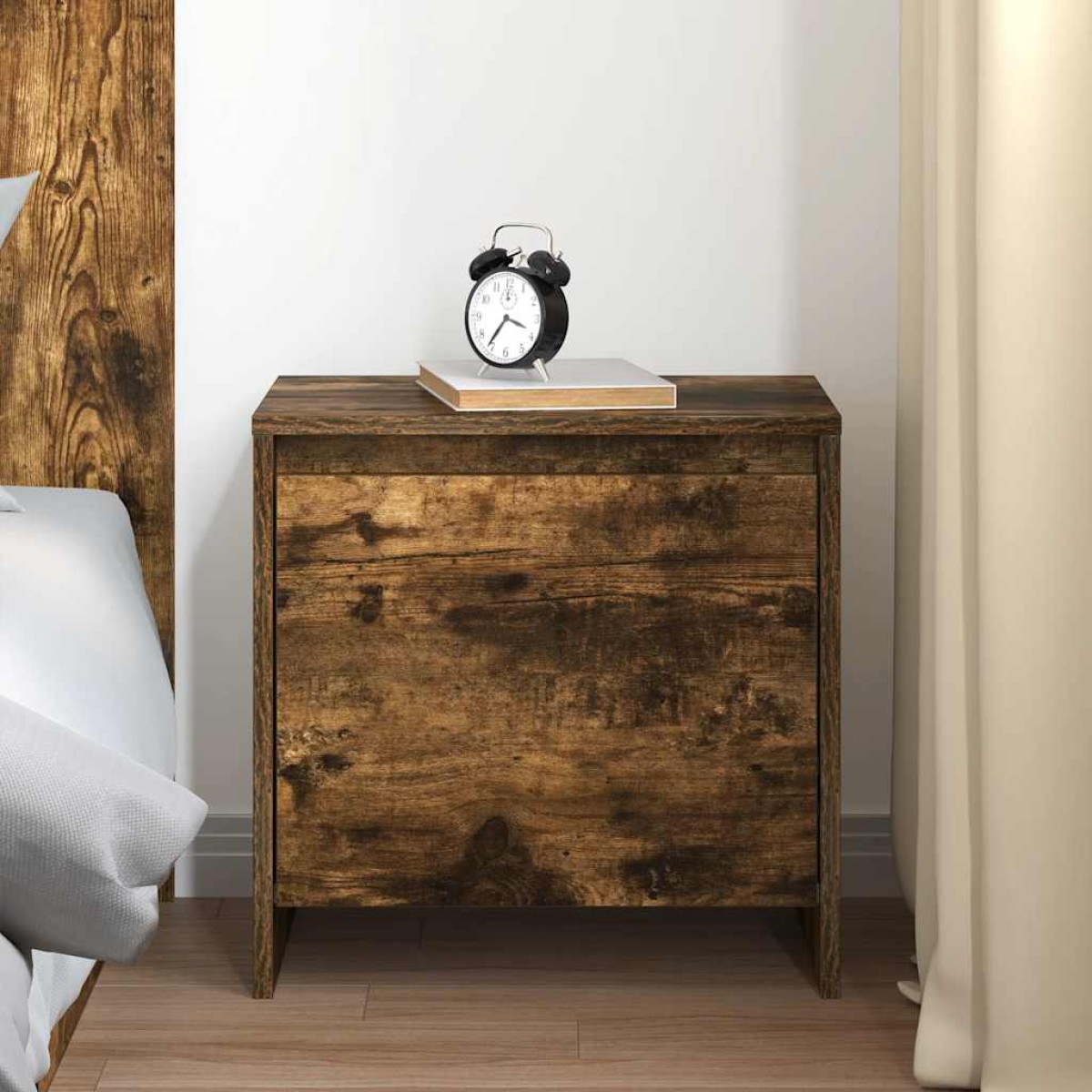 vidaXL Κομοδίνο Καπνιστή Δρυς 45 x 34 x 44,5 εκ. από Μοριοσανίδα