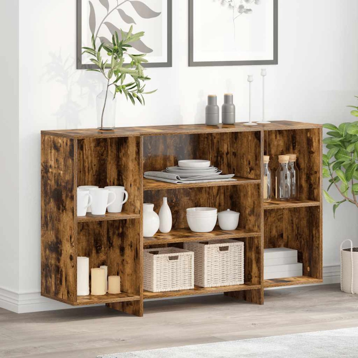 vidaXL Ραφιέρα Καπνιστή Δρυς 120 x 30 x 75 εκ. από Μοριοσανίδα