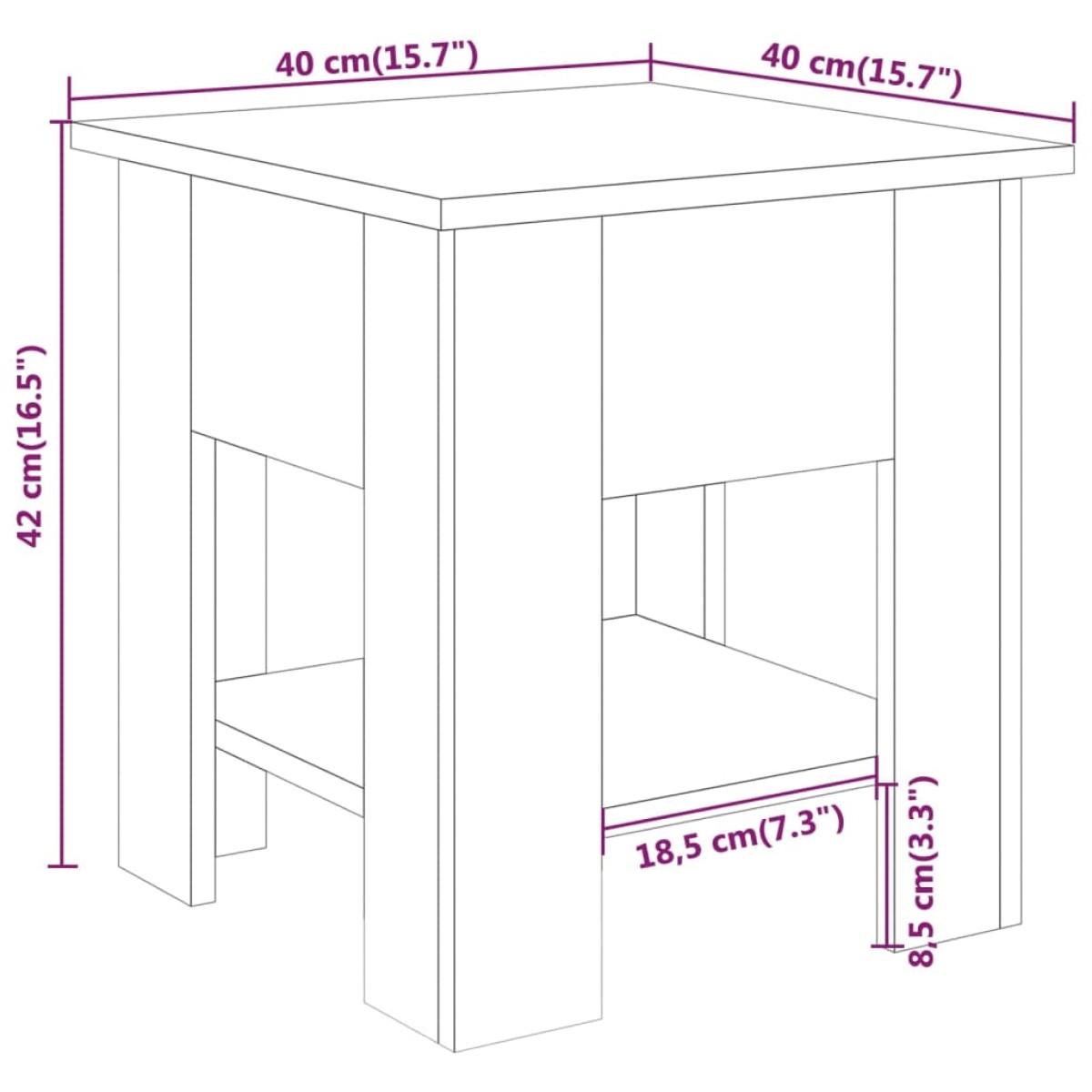 vidaXL Τραπεζάκι Σαλονιού Γκρι Sonoma 40 x 40 x 42 εκ. από Συνθ. Ξύλο