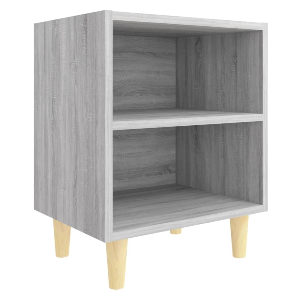 vidaXL Κομοδίνο Γκρι Sonoma 40 x 30 x 50 εκ. με Μασίφ Ξύλινα Πόδια